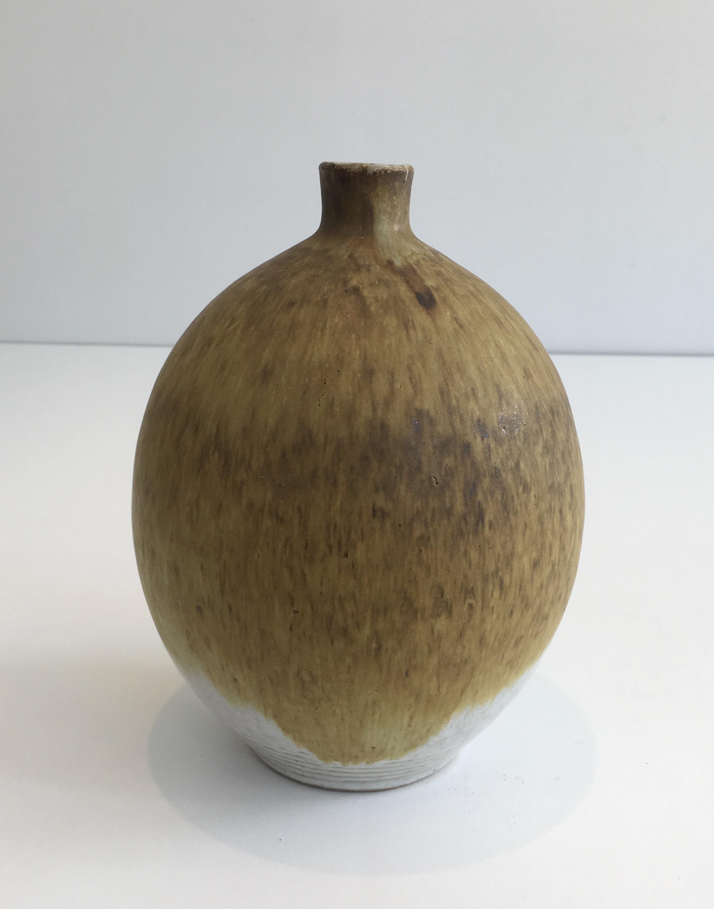 Edouard Chapallaz, Small Sandstone Single-Flower Vase, Signed by Swiss Artist Ed For Sale 11