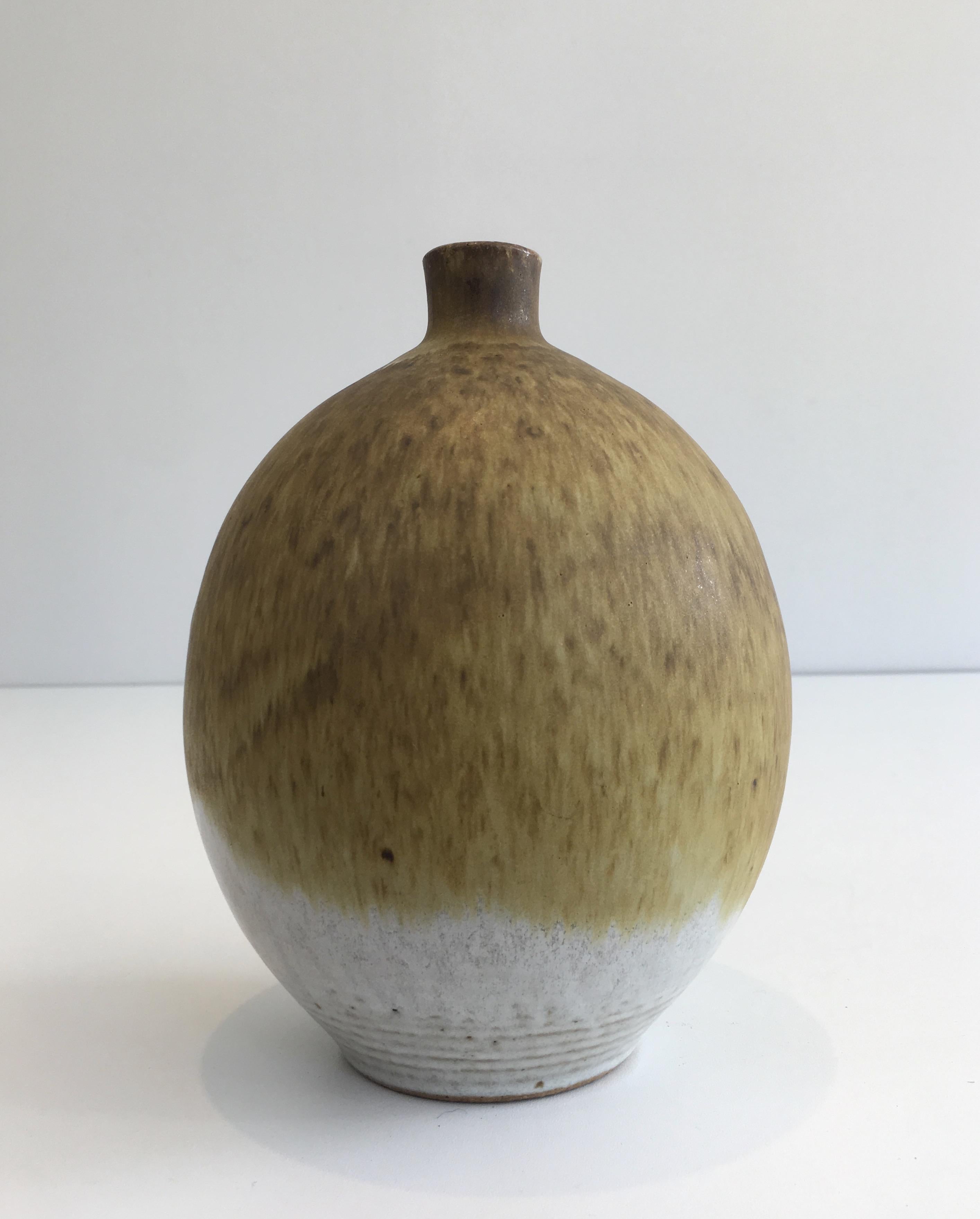 Edouard Chapallaz, Small Sandstone Single-Flower Vase, Signed by Swiss Artist Ed For Sale 12