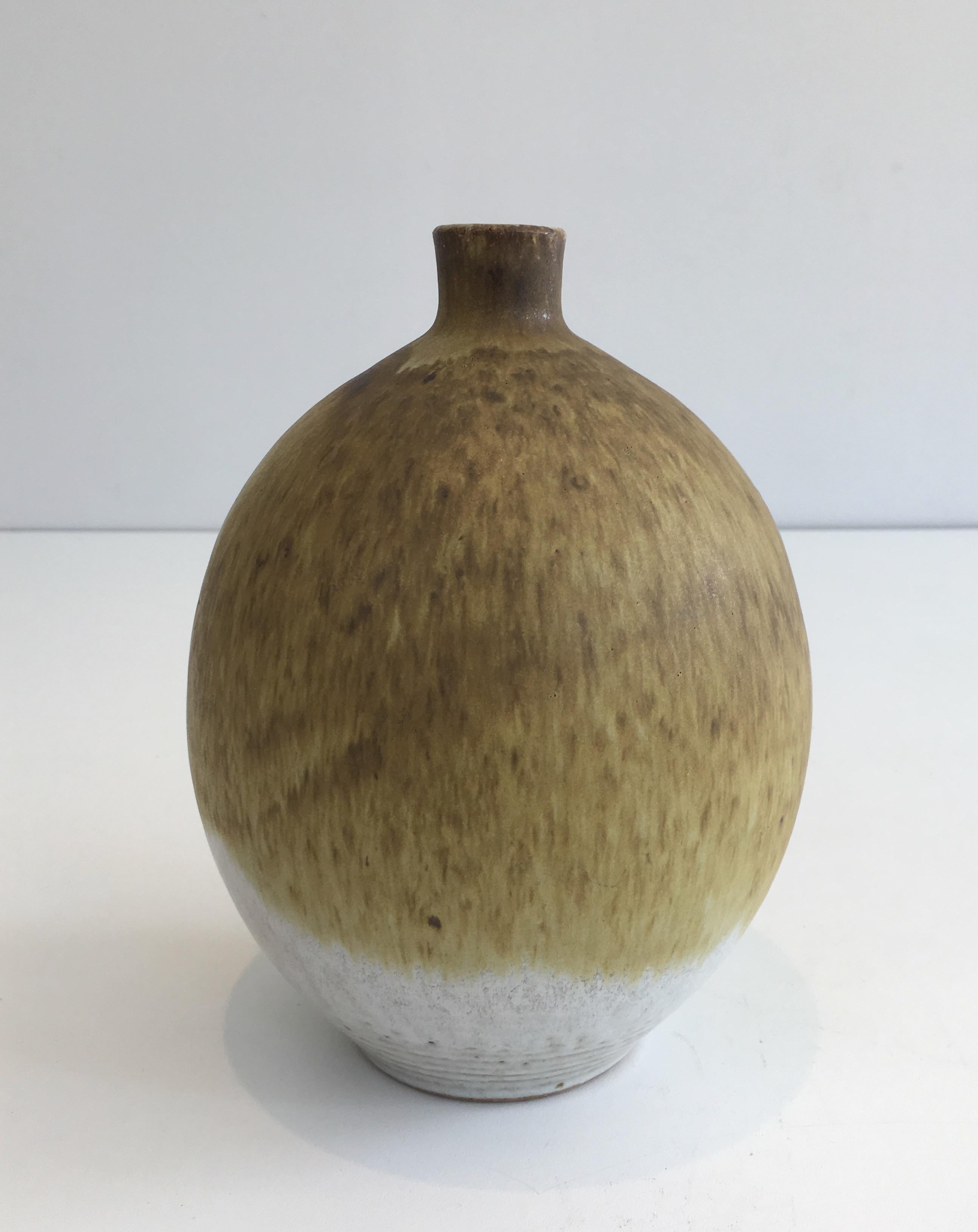 Edouard Chapallaz, Small Sandstone Single-Flower Vase, Signed by Swiss Artist Ed For Sale 13