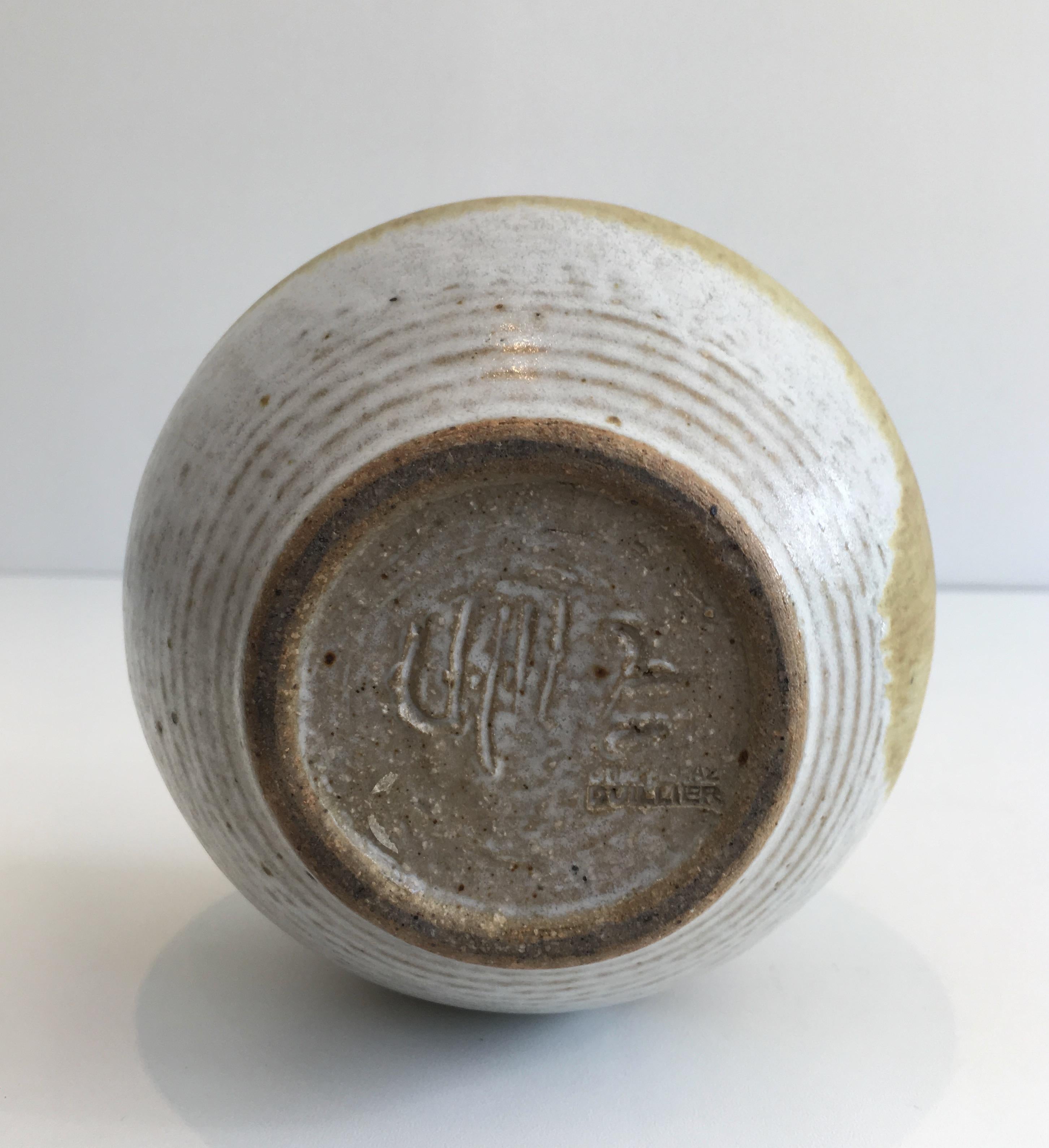 Edouard Chapallaz, Small Sandstone Single-Flower Vase, Signed by Swiss Artist Ed For Sale 1