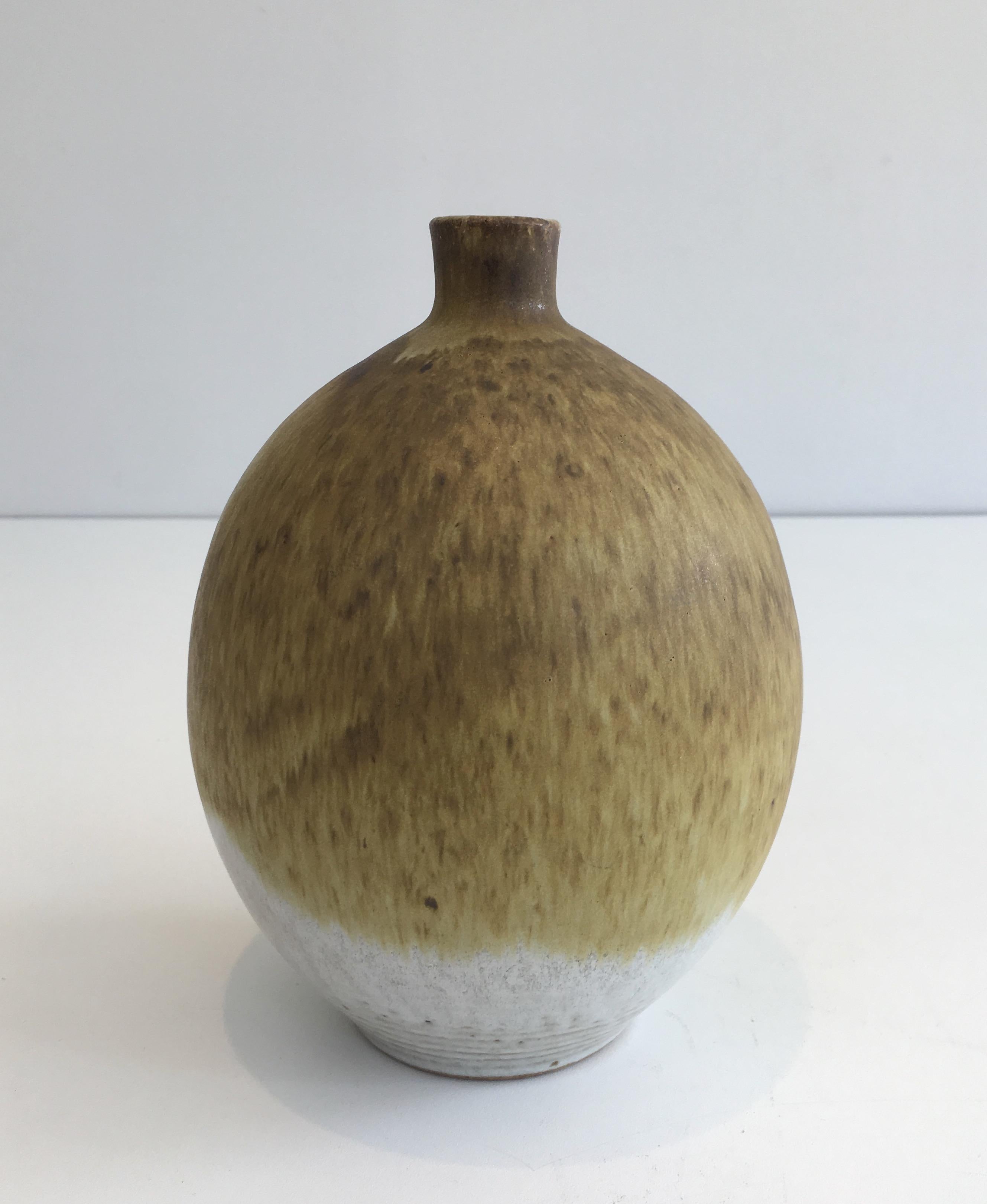 Edouard Chapallaz, Small Sandstone Single-Flower Vase, Signed by Swiss Artist Ed For Sale 2