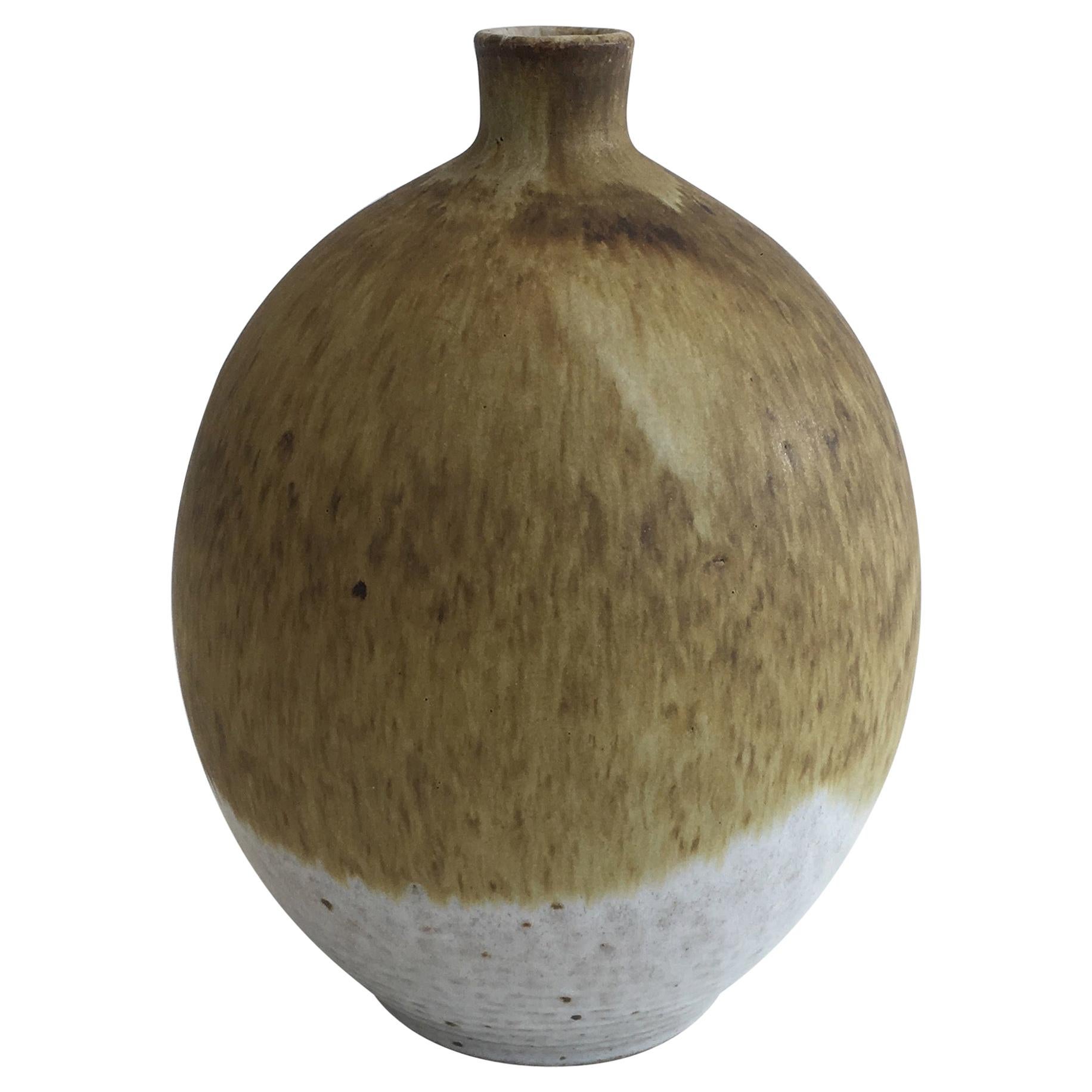 Edouard Chapallaz, Small Sandstone Single-Flower Vase, Signed by Swiss Artist Ed