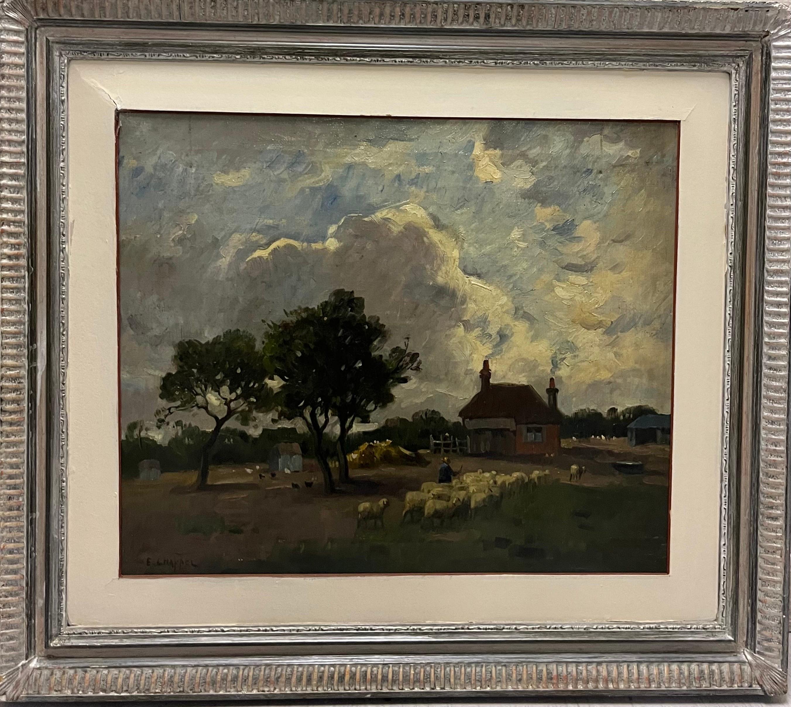 Edouard Chappel Landscape Painting – „Vers la Bergerie“ Ölgemälde, 61 x 50  1890  Frankreich