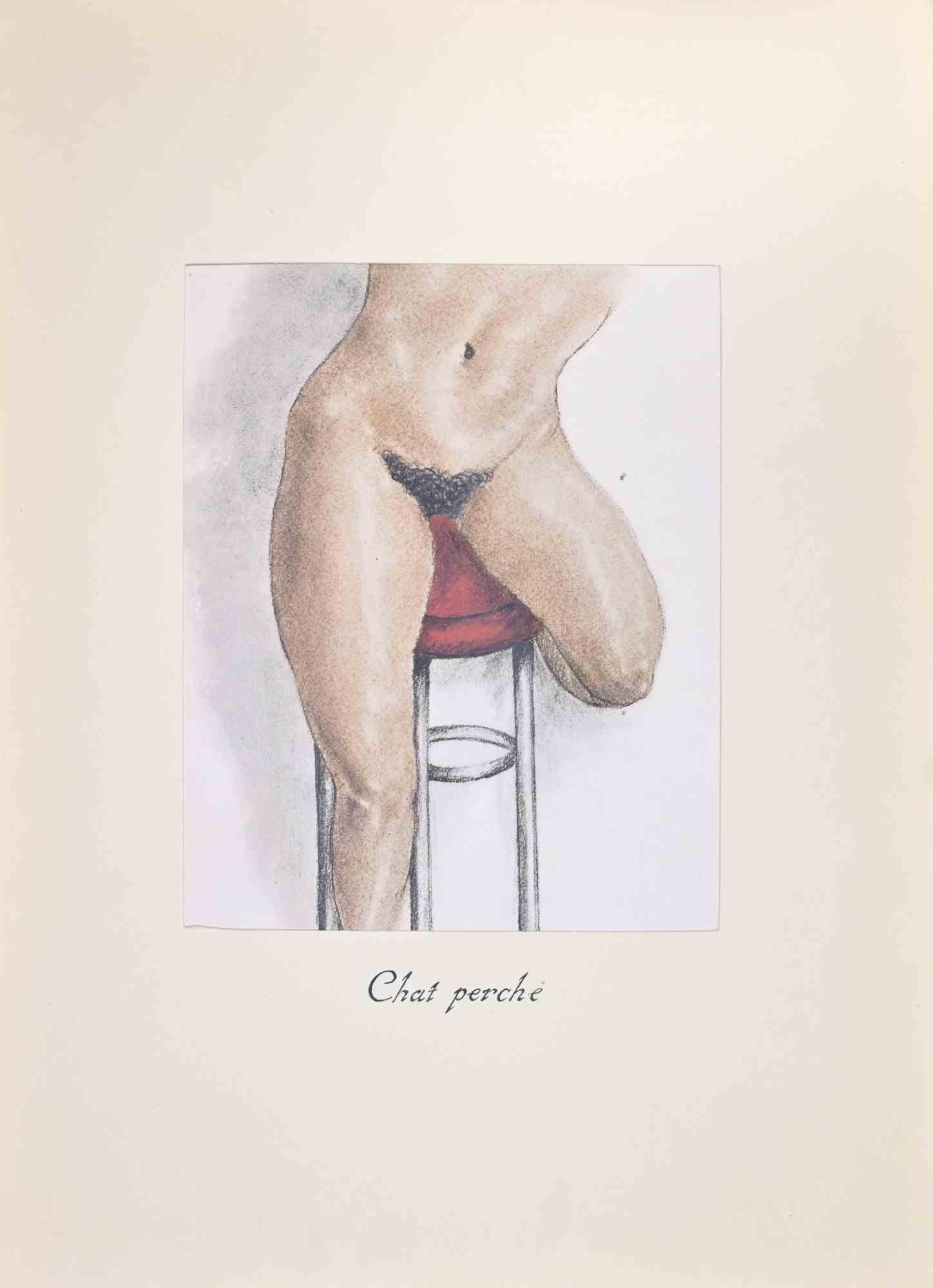 Litografía realizada por Edouard Chimot en 1932.

Pertenece a la suite "Le Chat", en la que el autor clasifica y representa peinados púbicos que se vuelven progresivamente más surrealistas.

Muy buen estado.