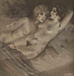 Couple - Gravure d'Edouard Chimot - années 1930