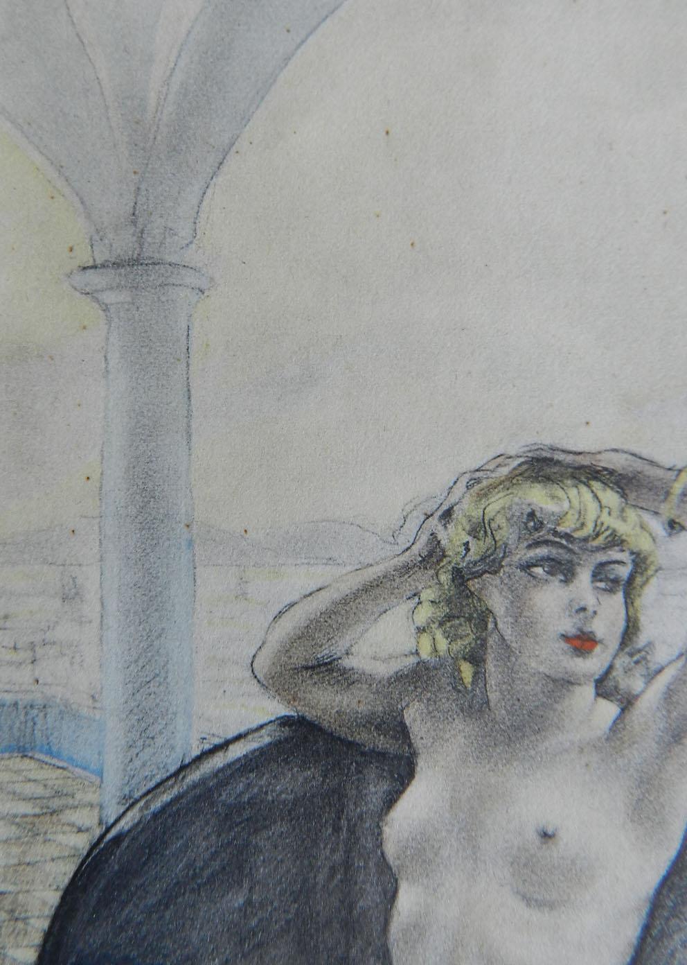 Edouard Chimot Nude Lithograph Print c1936 Art Deco Erotica  1