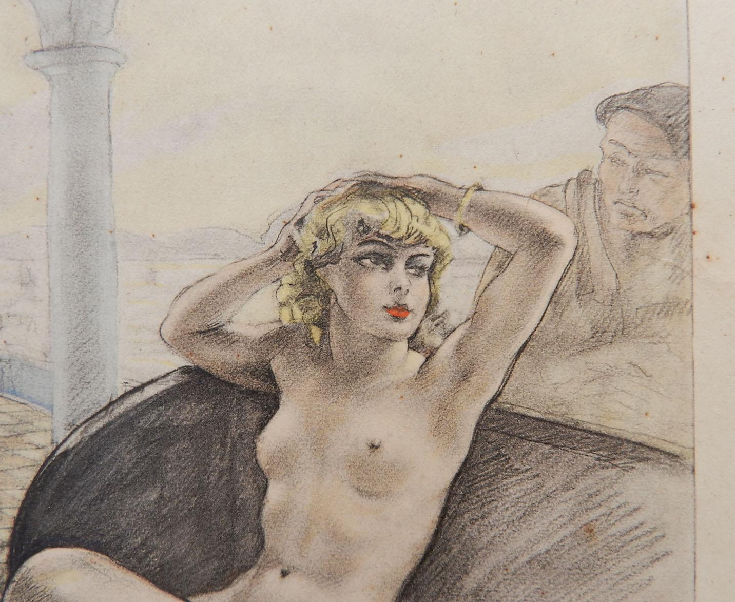 Edouard Chimot Nude Lithograph Print c1936 Art Deco Erotica  3