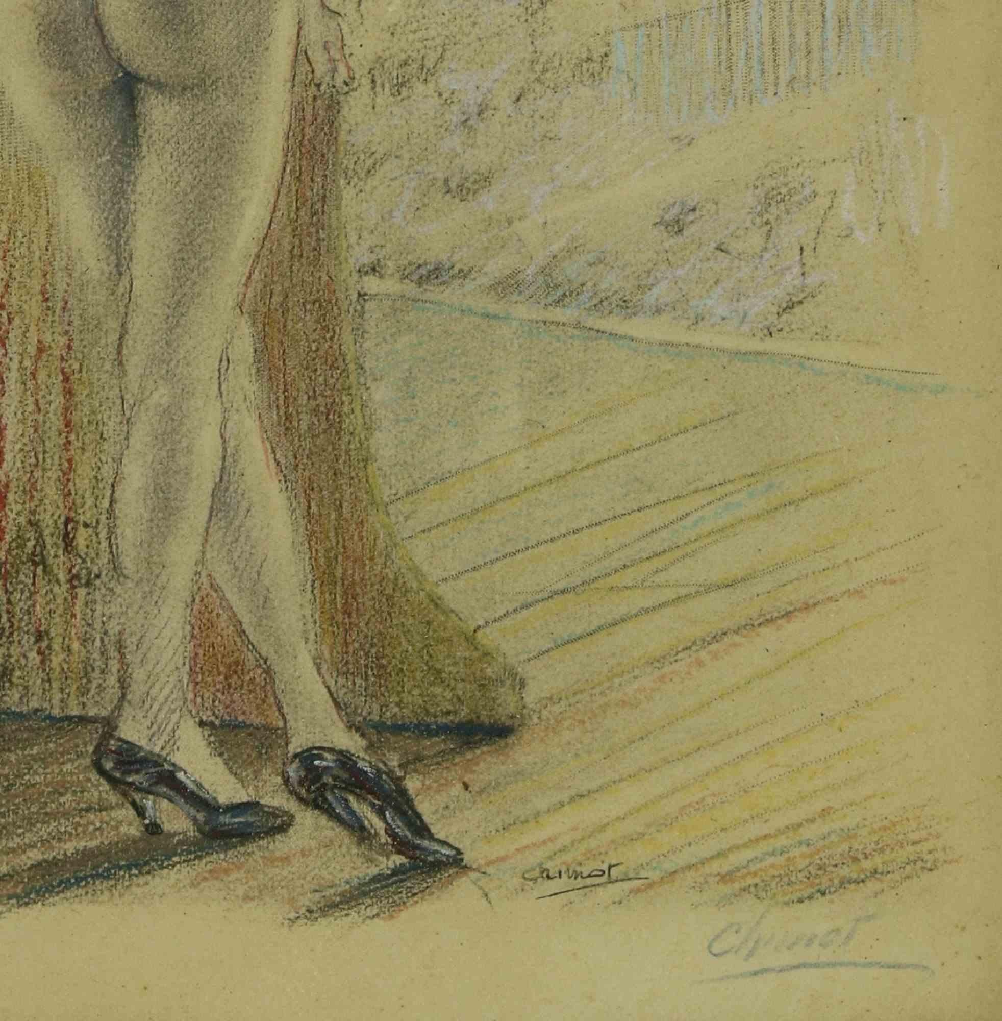 Model in Theatre -  Lithograph by Edouard Chimot - Early 20th Century For Sale 2