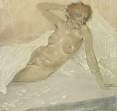 Akt-Radierung – Radierung von Edouard Chimot – 1930er Jahre