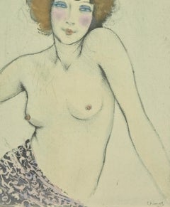 Gravure d'un nu par Edouard Chimot - années 1930