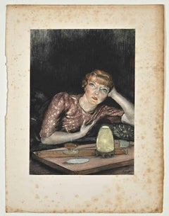 Portrait of Woman - Lithograph by Edouard Chimot  - Early 20th Century