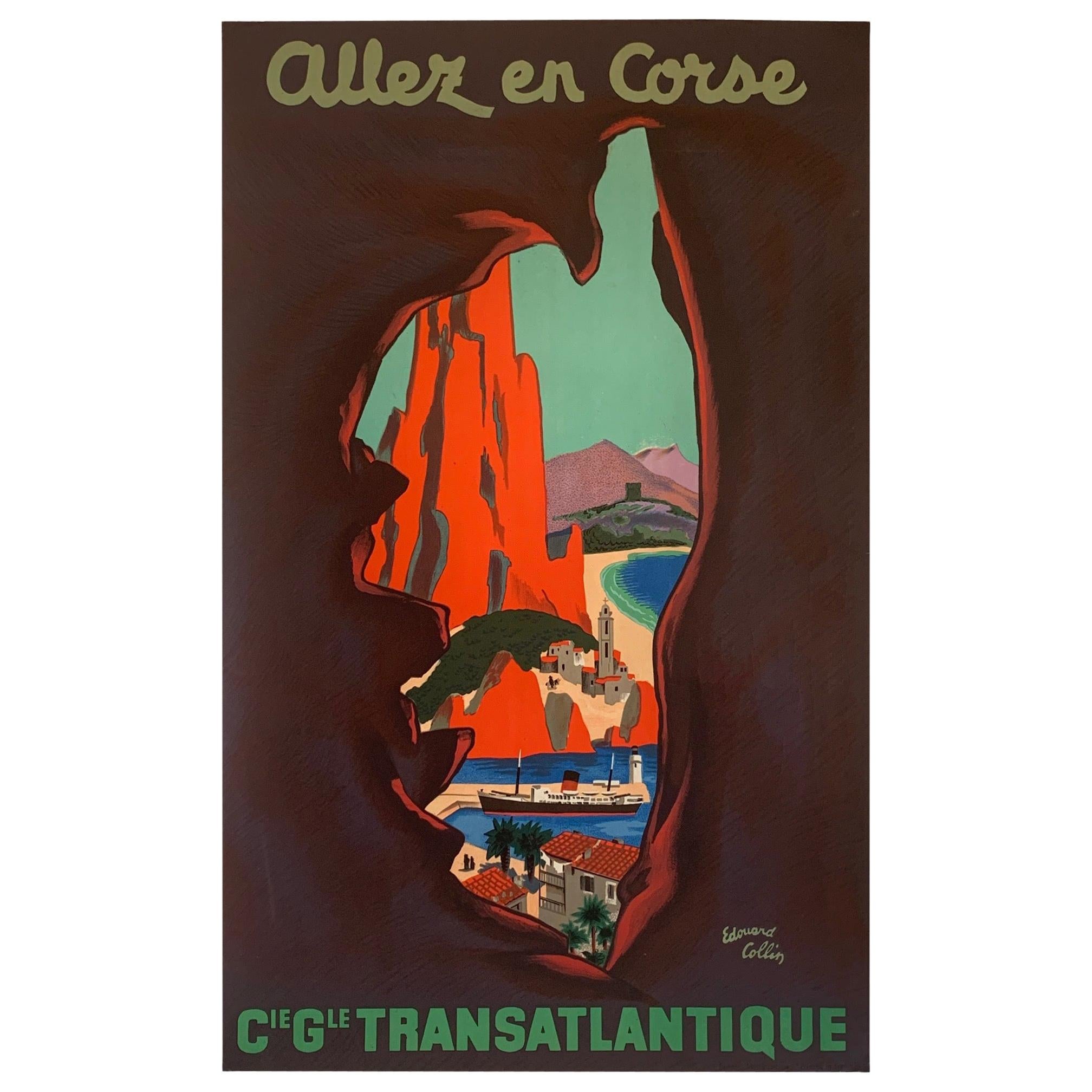 Edouard Collin Vintage Travel Poster Transatlantique