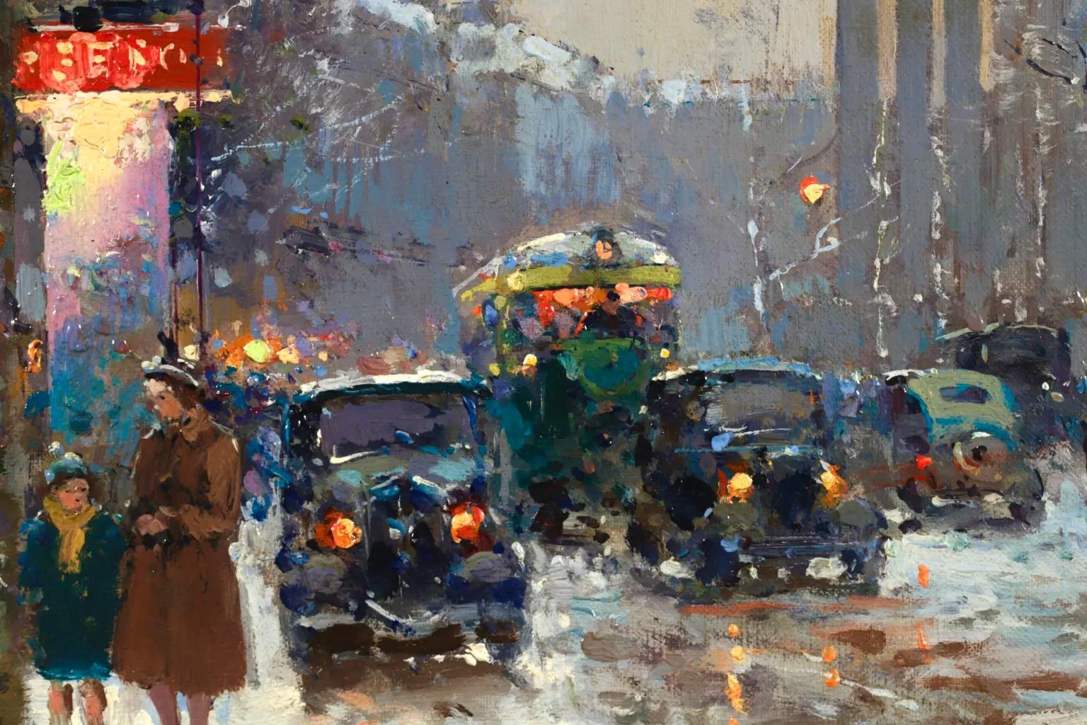 La Madeleine – Le Soir Impressionist Cityscape Oil Painting by Edouard Cortes For Sale 7