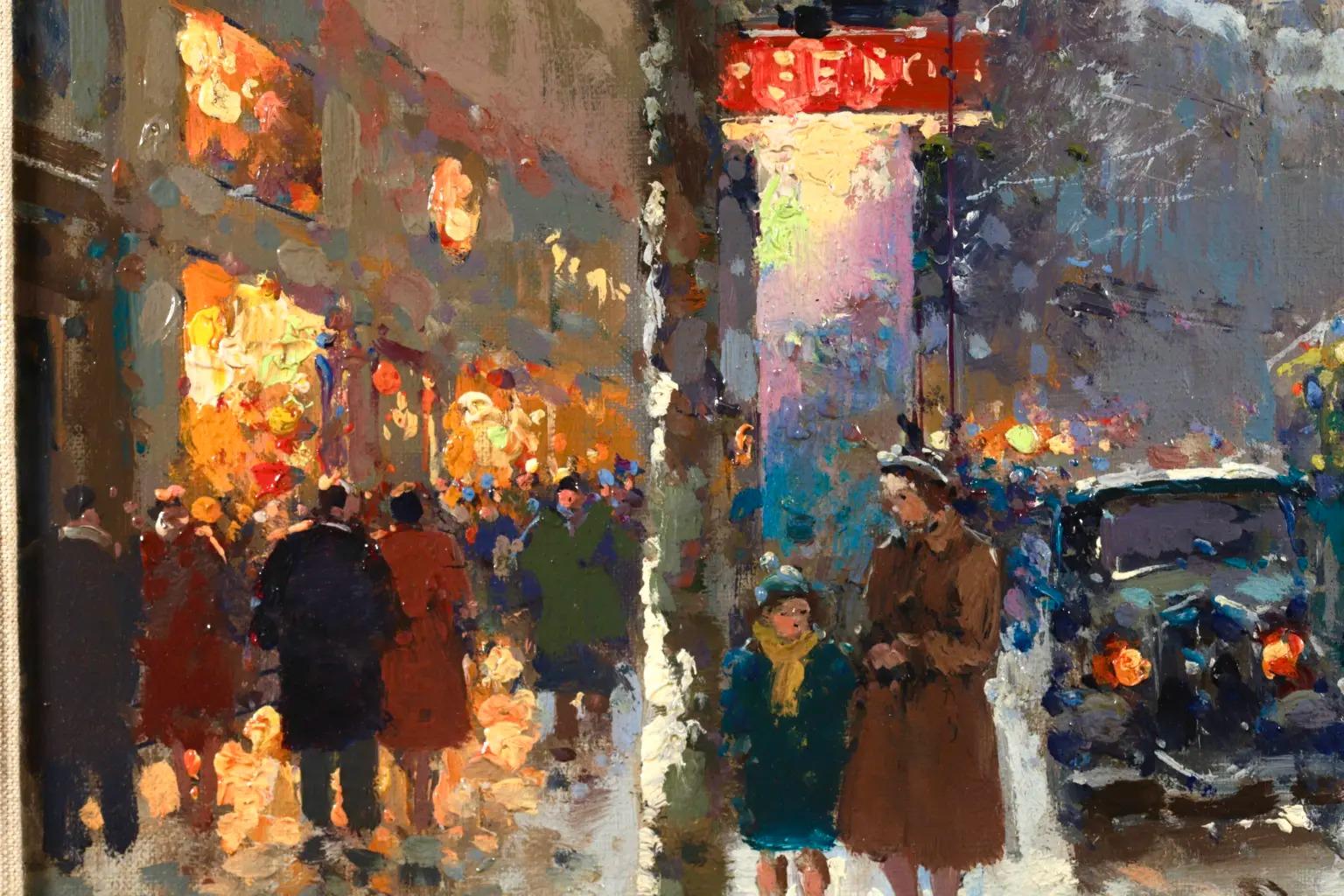 La Madeleine – Le Soir Impressionist Cityscape Oil Painting by Edouard Cortes For Sale 6