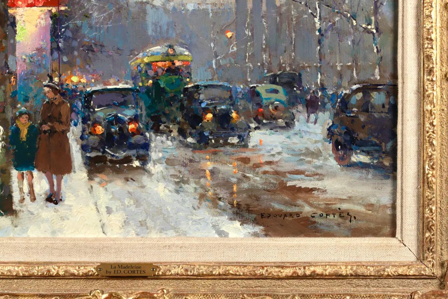 La Madeleine – Le Soir Impressionist Cityscape Oil Painting by Edouard Cortes For Sale 9