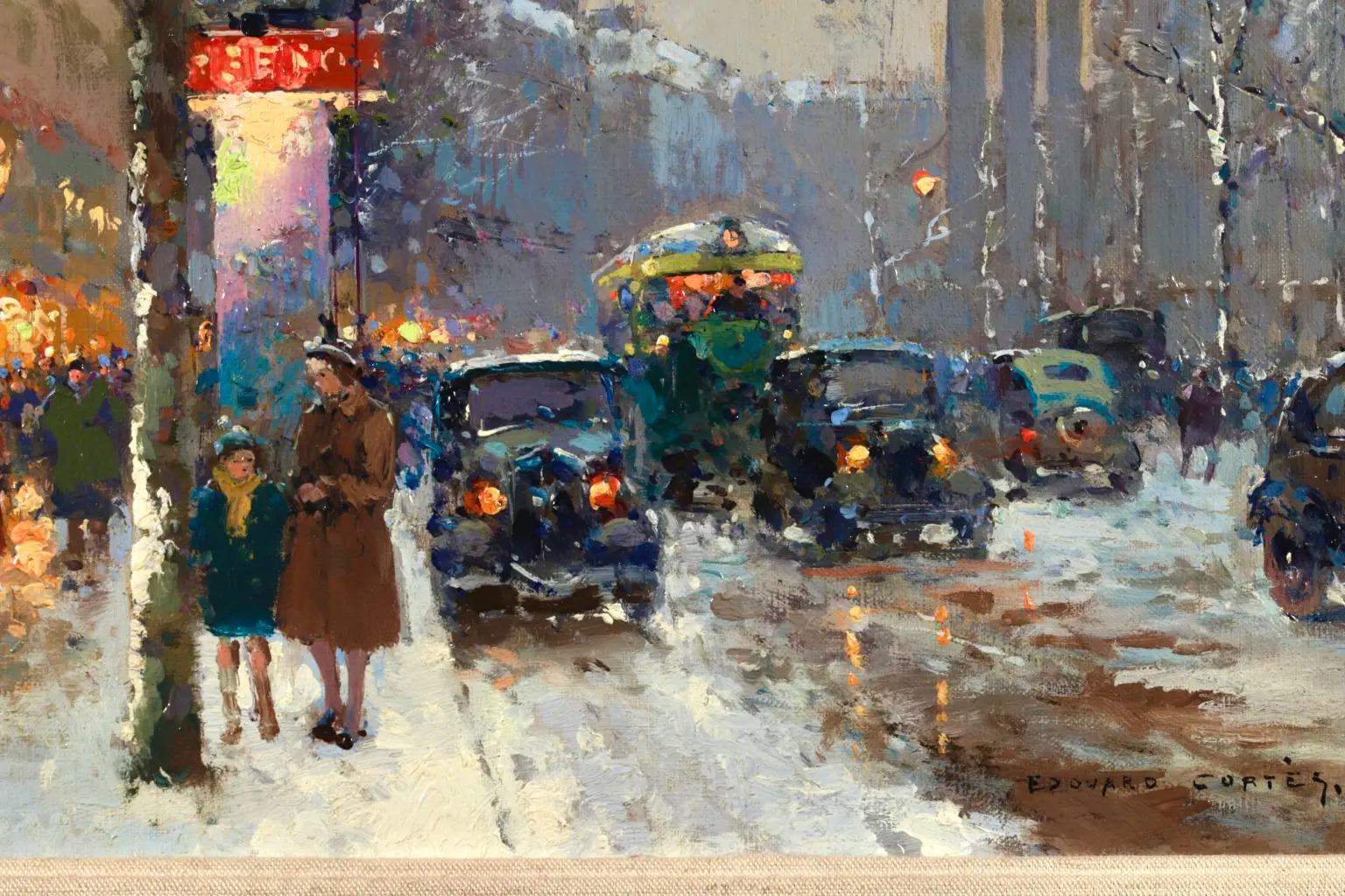 La Madeleine – Le Soir Impressionist Cityscape Oil Painting by Edouard Cortes For Sale 1