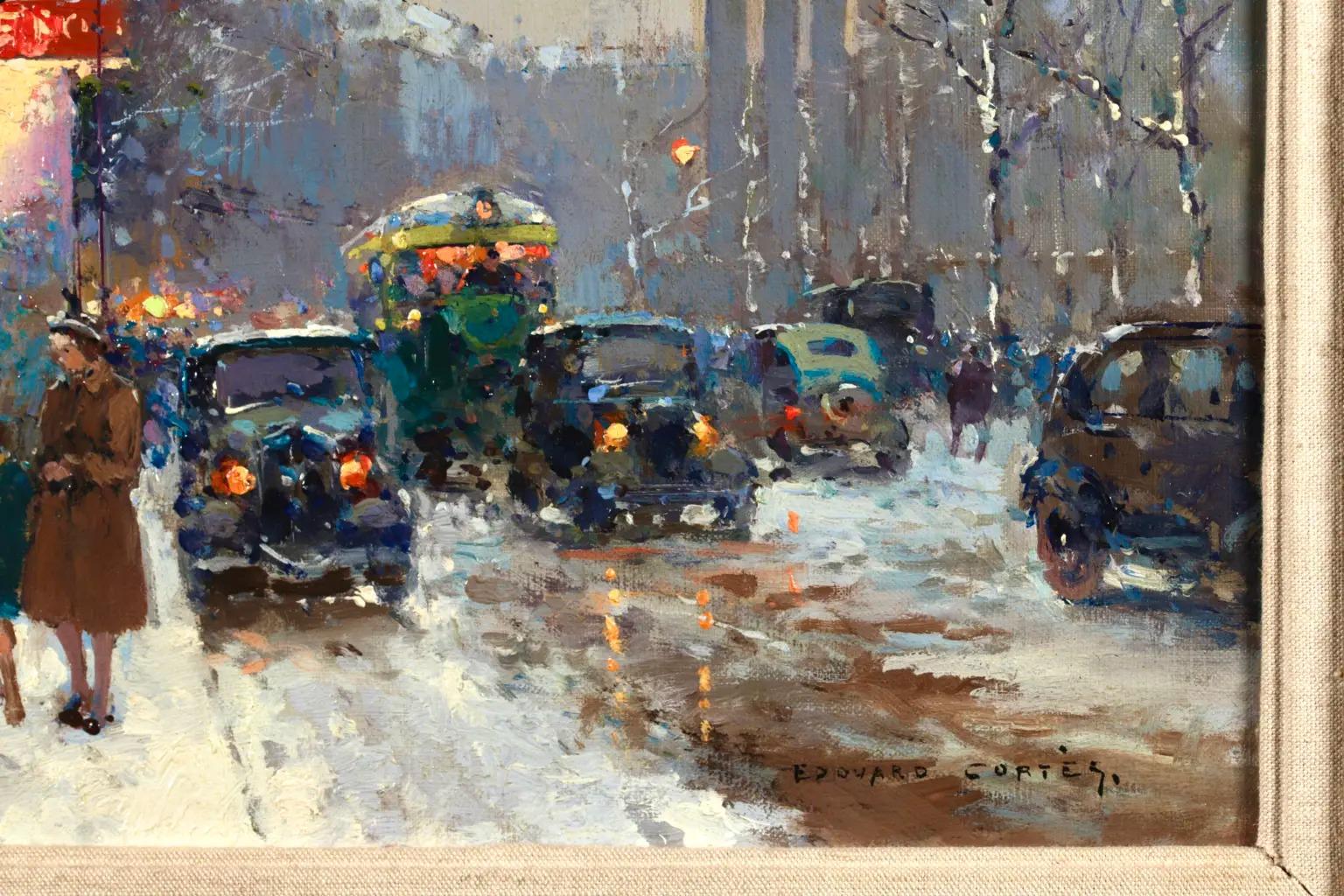 La Madeleine - Le Soir Impressionist Stadtbild Ölgemälde von Edouard Cortes im Angebot 3