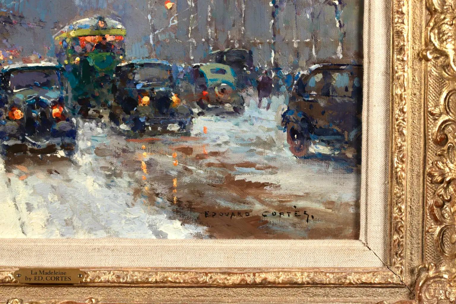 La Madeleine – Le Soir Impressionist Cityscape Oil Painting by Edouard Cortes For Sale 5