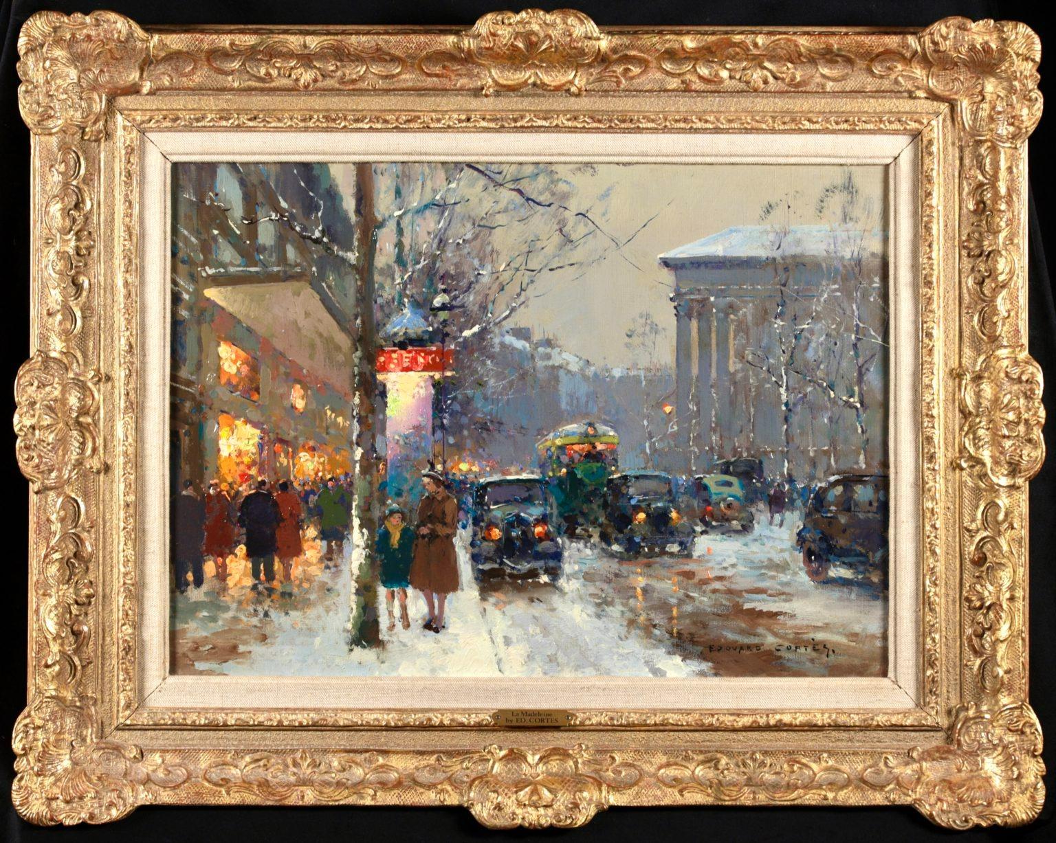 Édouard Leon Cortès Figurative Painting - La Madeleine – Le Soir Impressionist Cityscape Oil Painting by Edouard Cortes