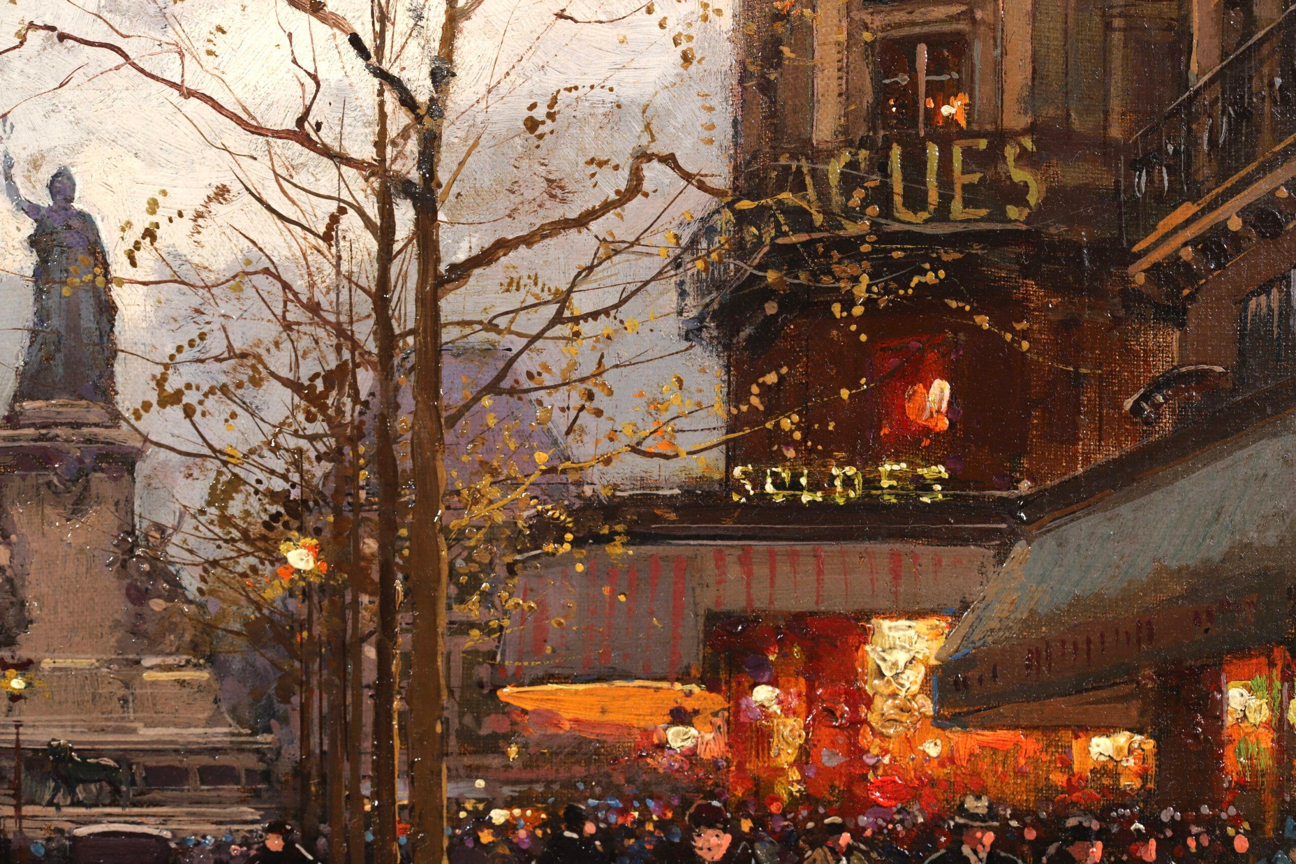 Place de la Republique - Impressionist Figures in Landscape Oil - Edouard Cortes 5