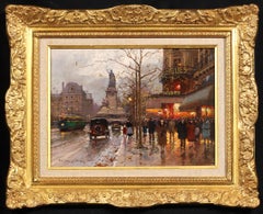 Place de la Republique - Figures impressionnistes dans un paysage à l'huile d'Edouard Cortes
