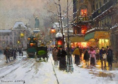 Place de la Republique - Le Soir - Paisaje impresionista Óleo de Edouard Cortes