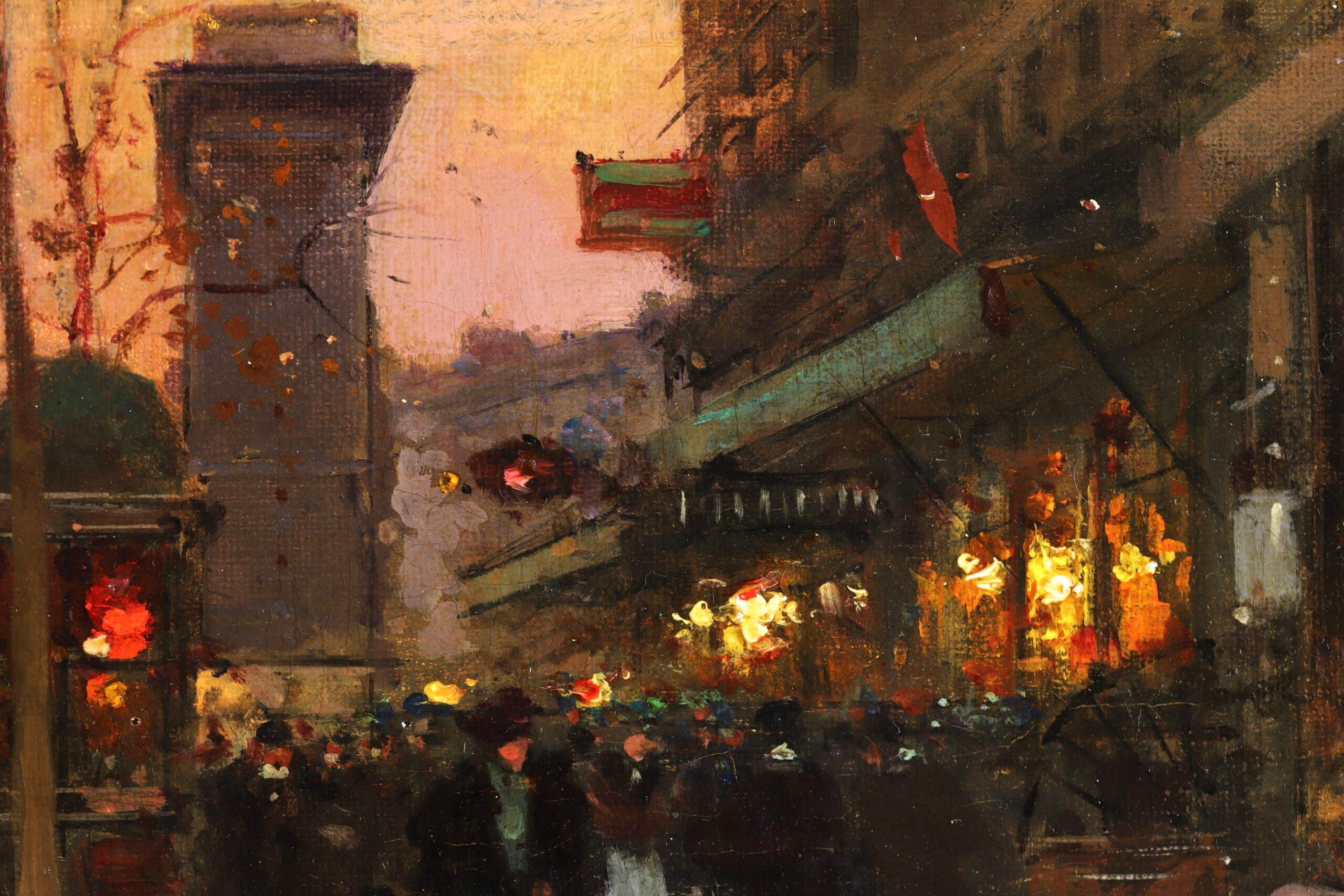 Porte Saint Denis - Le Soir - Impressionist Landscape Oil by Edouard Cortes 1