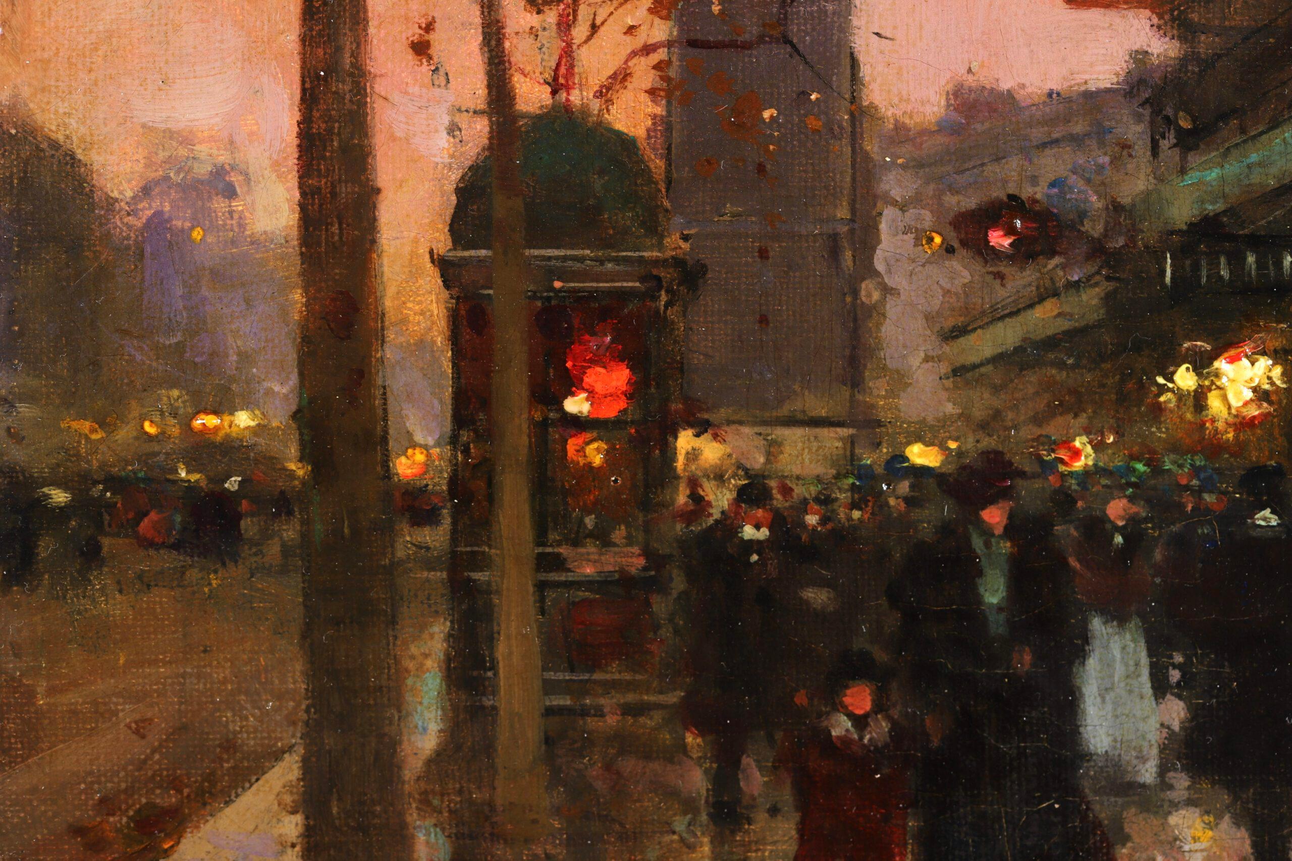 Porte Saint Denis - Le Soir - Impressionist Landscape Oil by Edouard Cortes 3