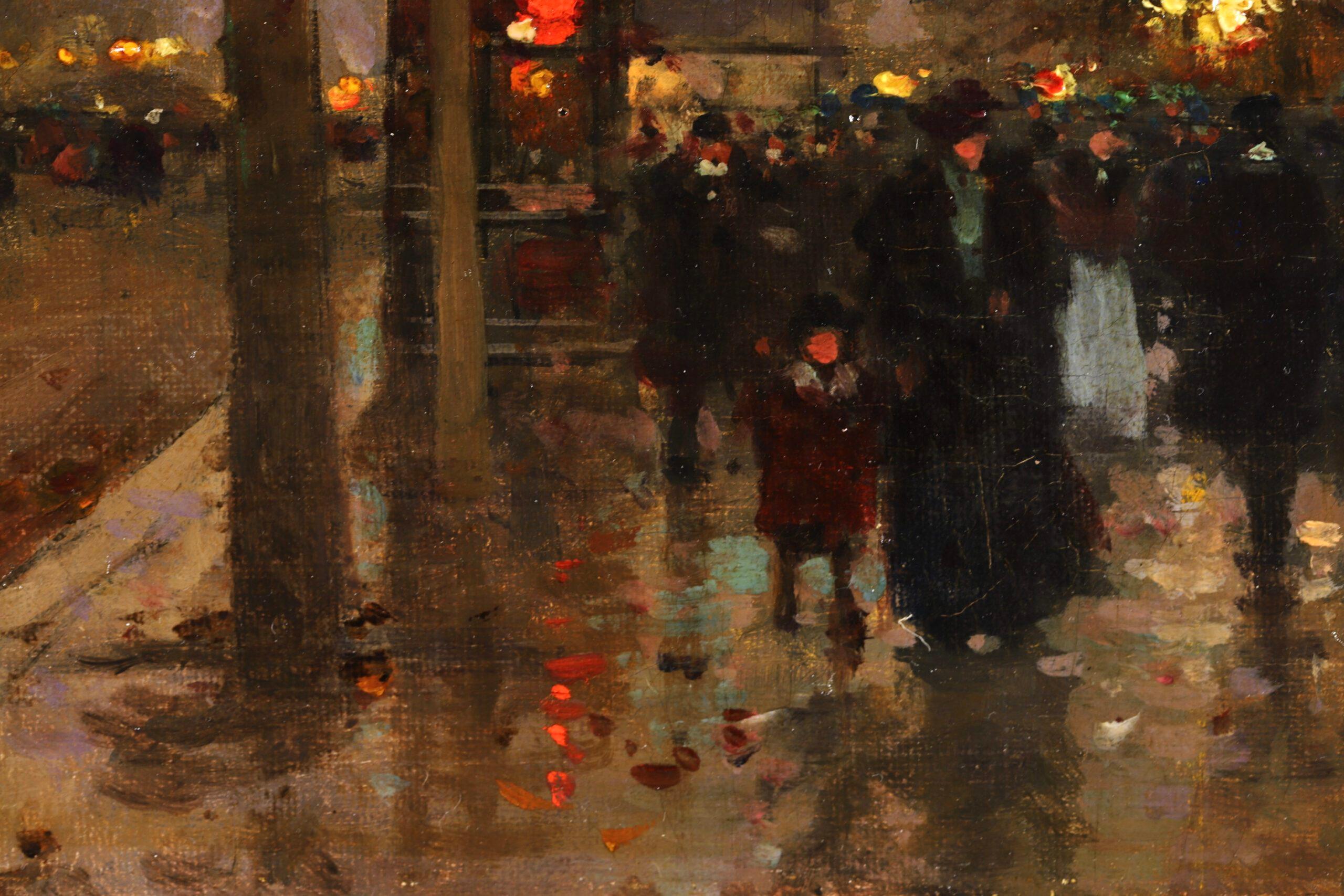 Porte Saint Denis - Le Soir - Impressionist Landscape Oil by Edouard Cortes 4