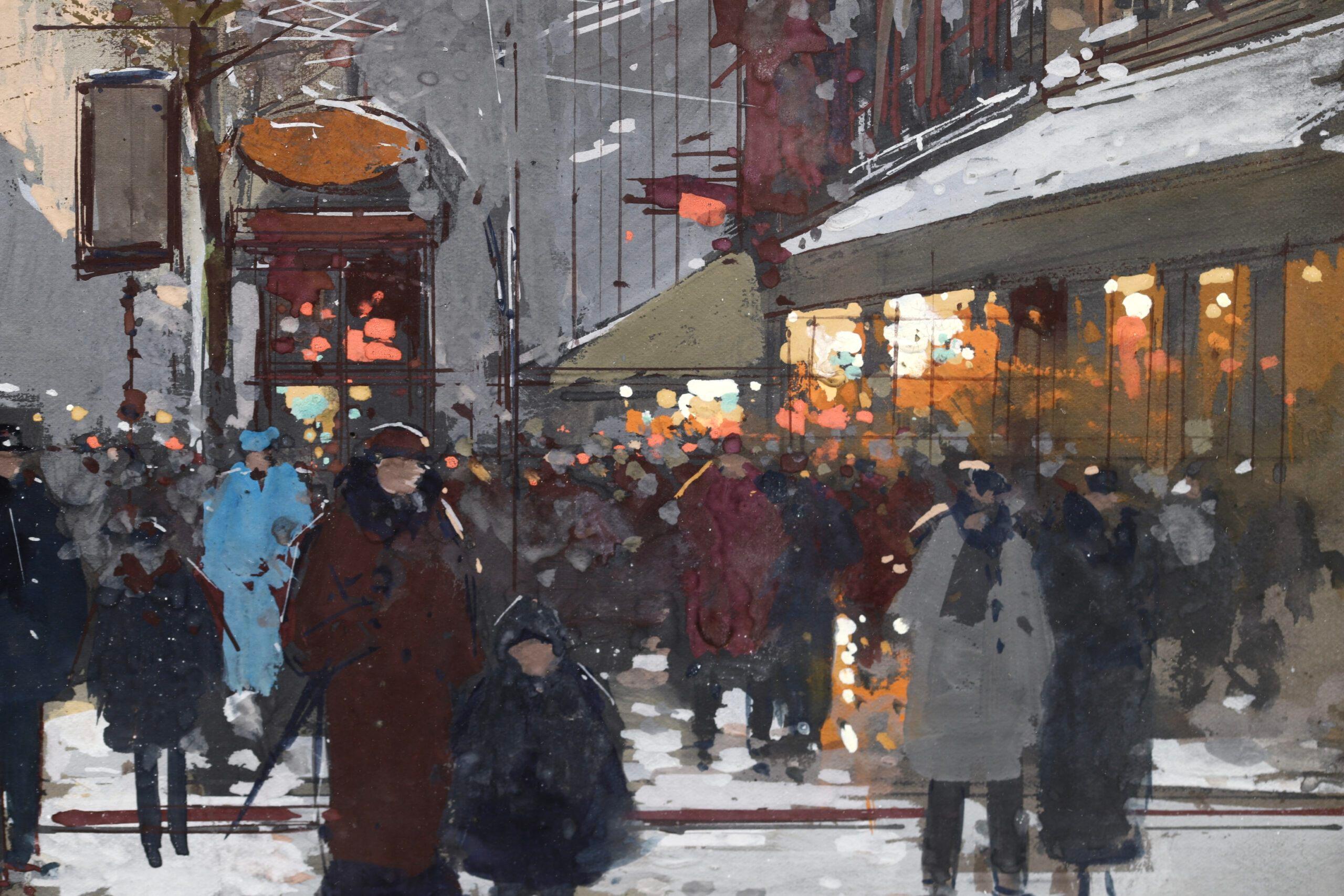 Winter – Porte St Denis – Impressionistisches Stadtbildgemälde von Edouard Cortes 7