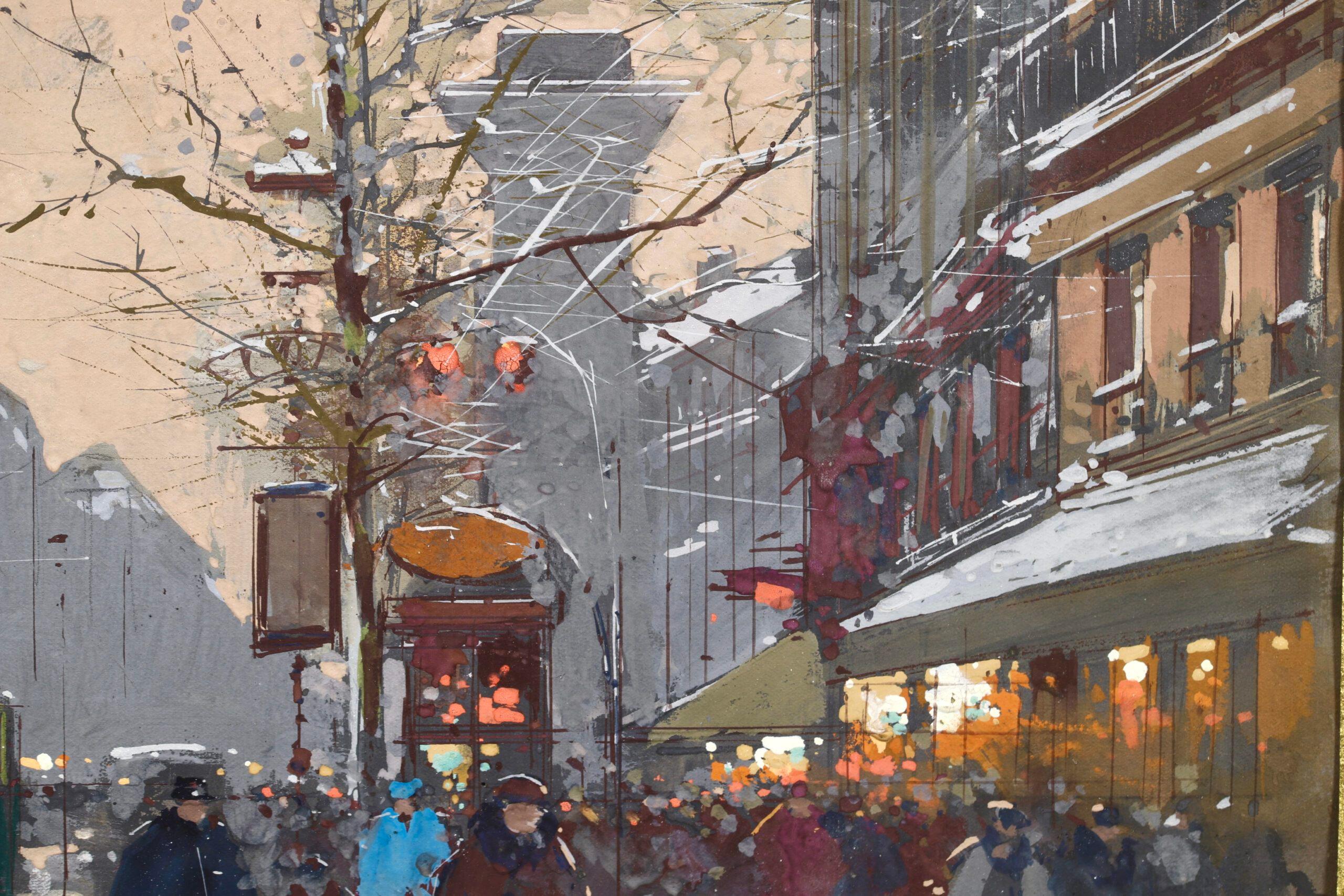 Winter – Porte St Denis – Impressionistisches Stadtbildgemälde von Edouard Cortes 1