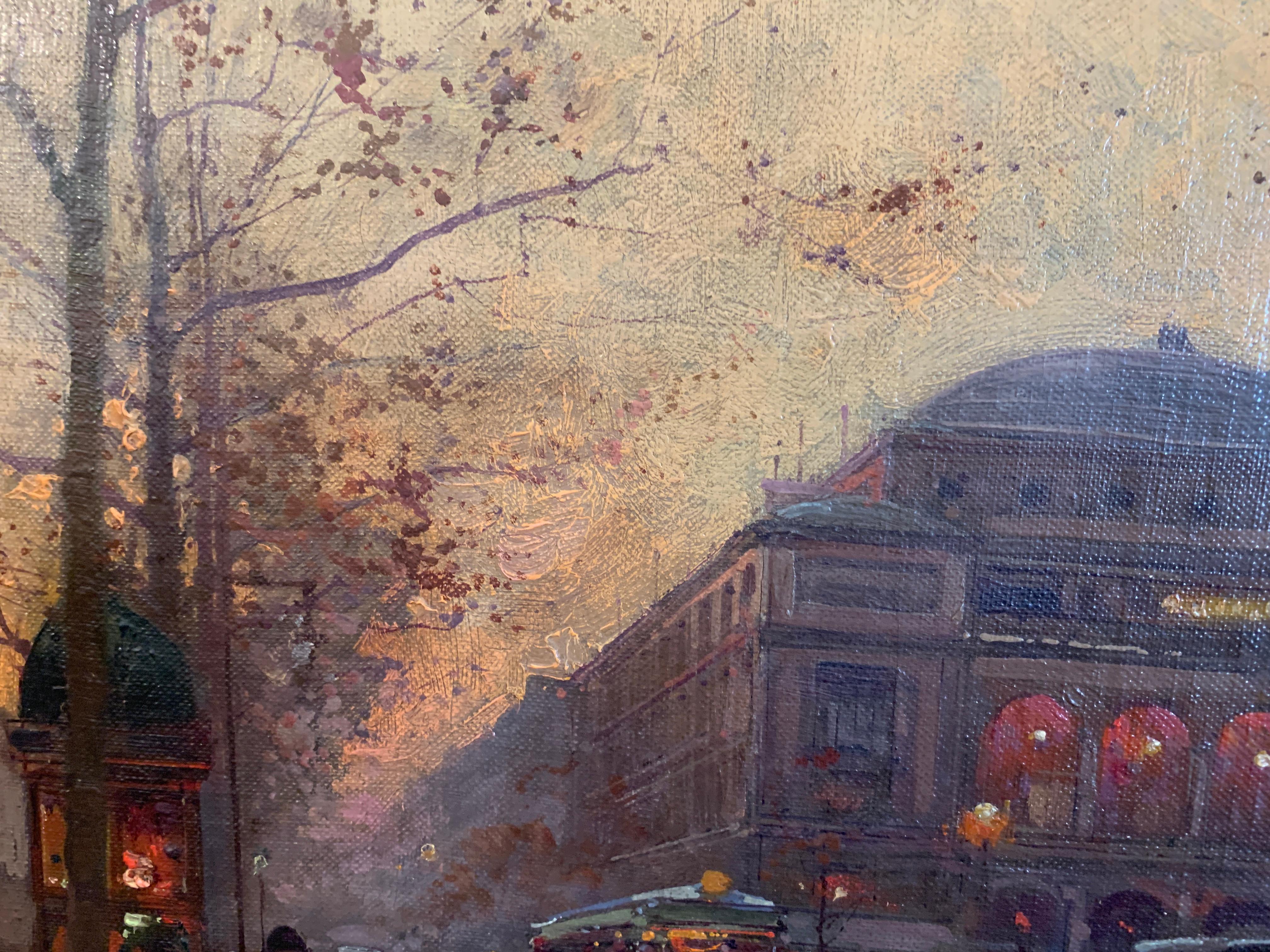 « Theatre de Sara Barnhardt », Edouard Cortes, 13x18, huile sur toile, impressionnisme - Post-impressionnisme Painting par Édouard Cortès