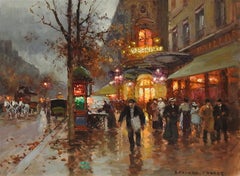 "Theatre du Vaudeville", Edouard Cortes, 18x22, Oil/Canvas, French Impressionism
