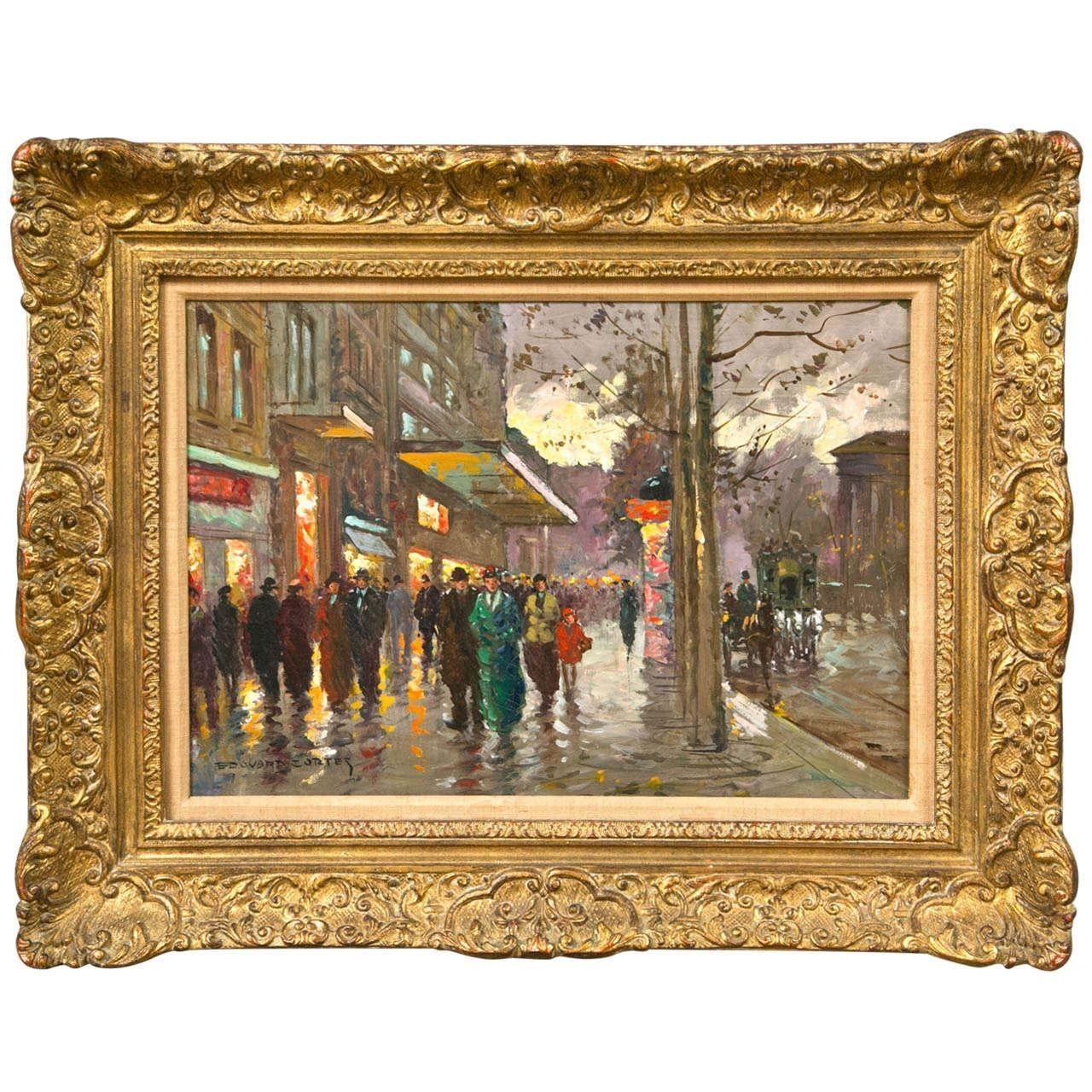 Edouard Cortes,  Olio su tela, Pittura francese, Scena di strada a Parigi, 20° sec. in vendita 1