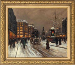 Edouard Cortes Place de Clichy dans l'huile du soir