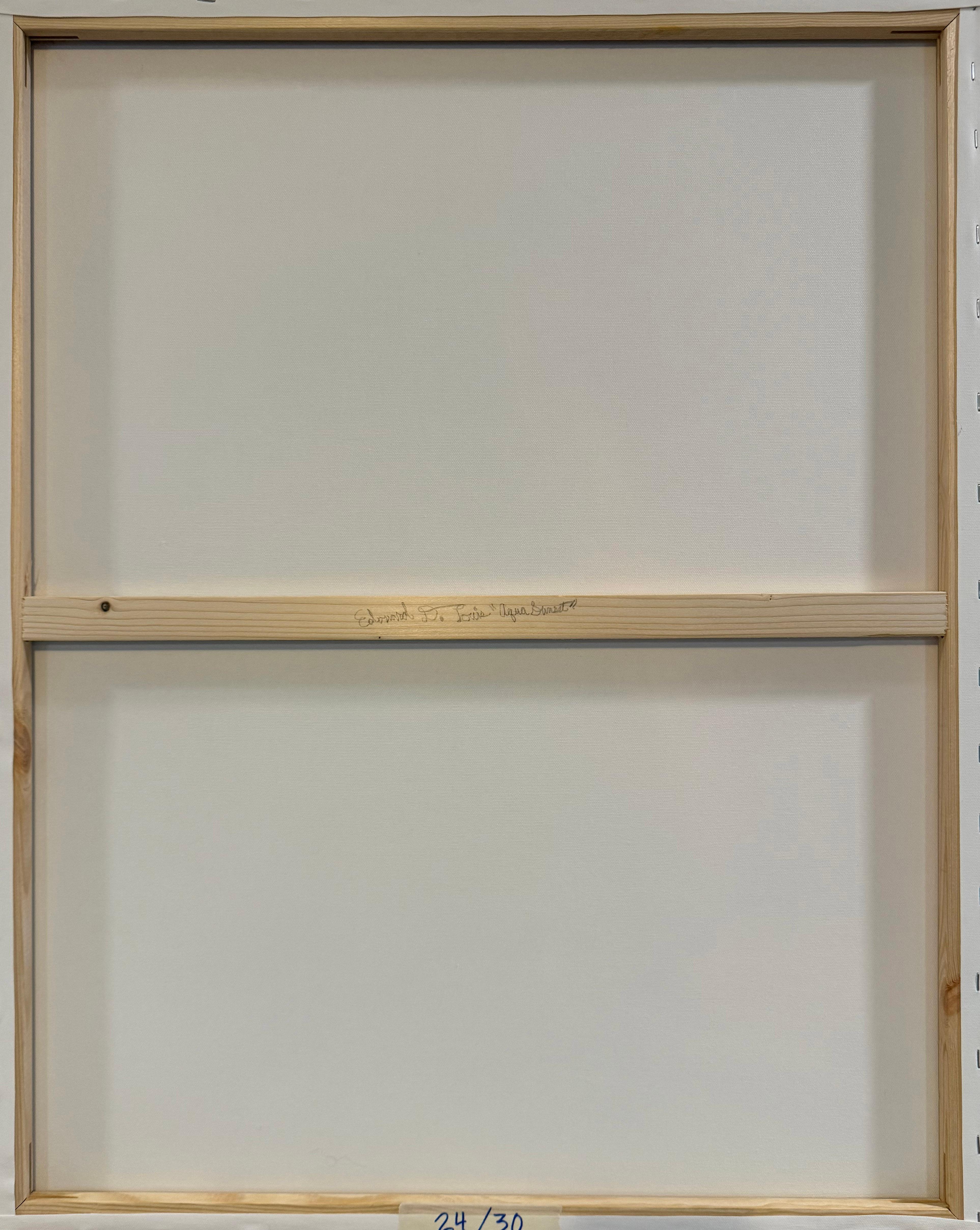 Farbfeld moderne zeitgenössische Malerei Leinwand gerahmt blau orange türkis im Angebot 3