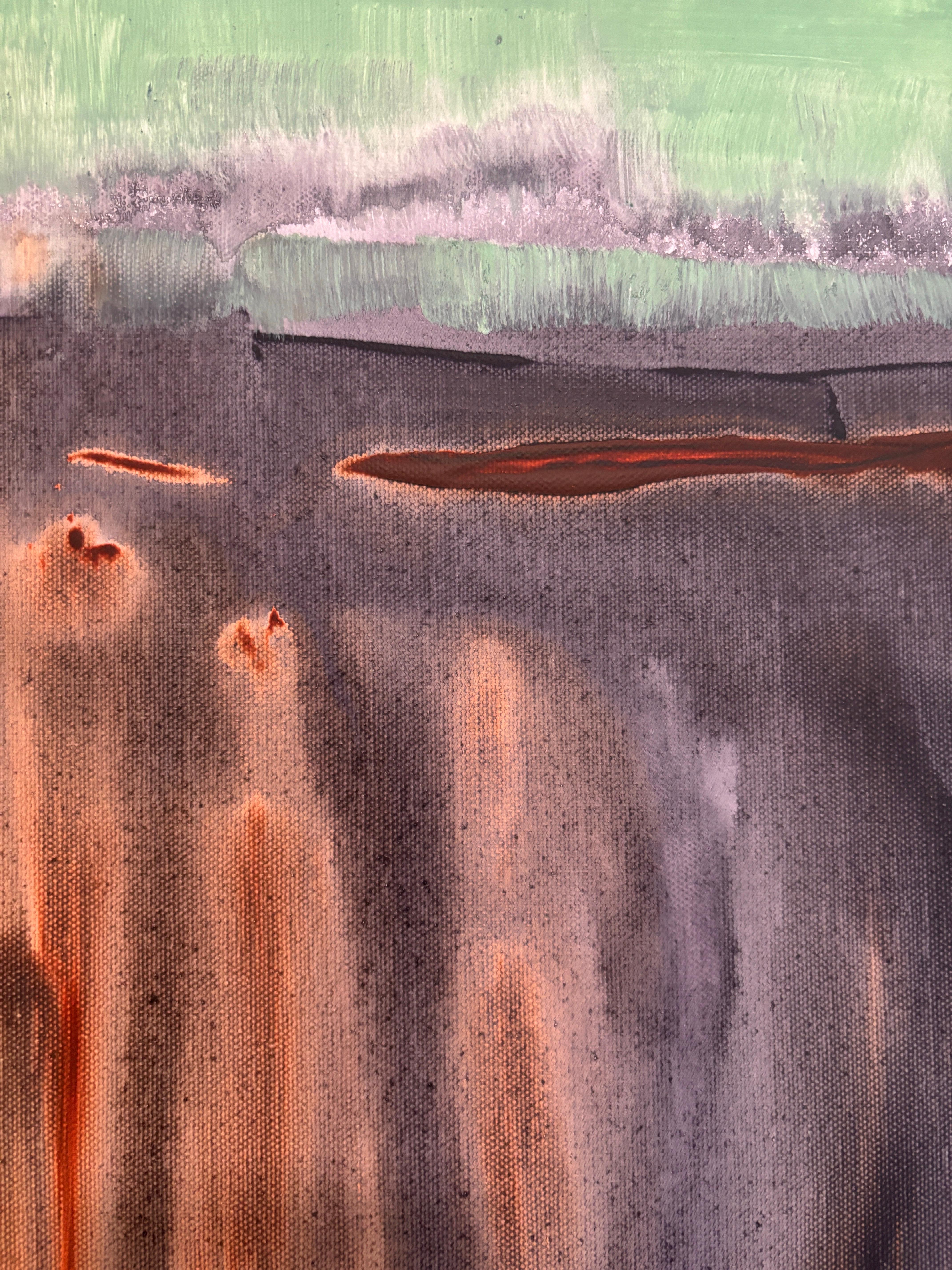 Modernist Abstract Expressionism Field Color Painting Canvas Original Signed EDL - Brown Abstract Painting by Edouard D. Louis