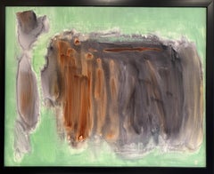 Modern abstract expressionist American painting contemporary frame green brown