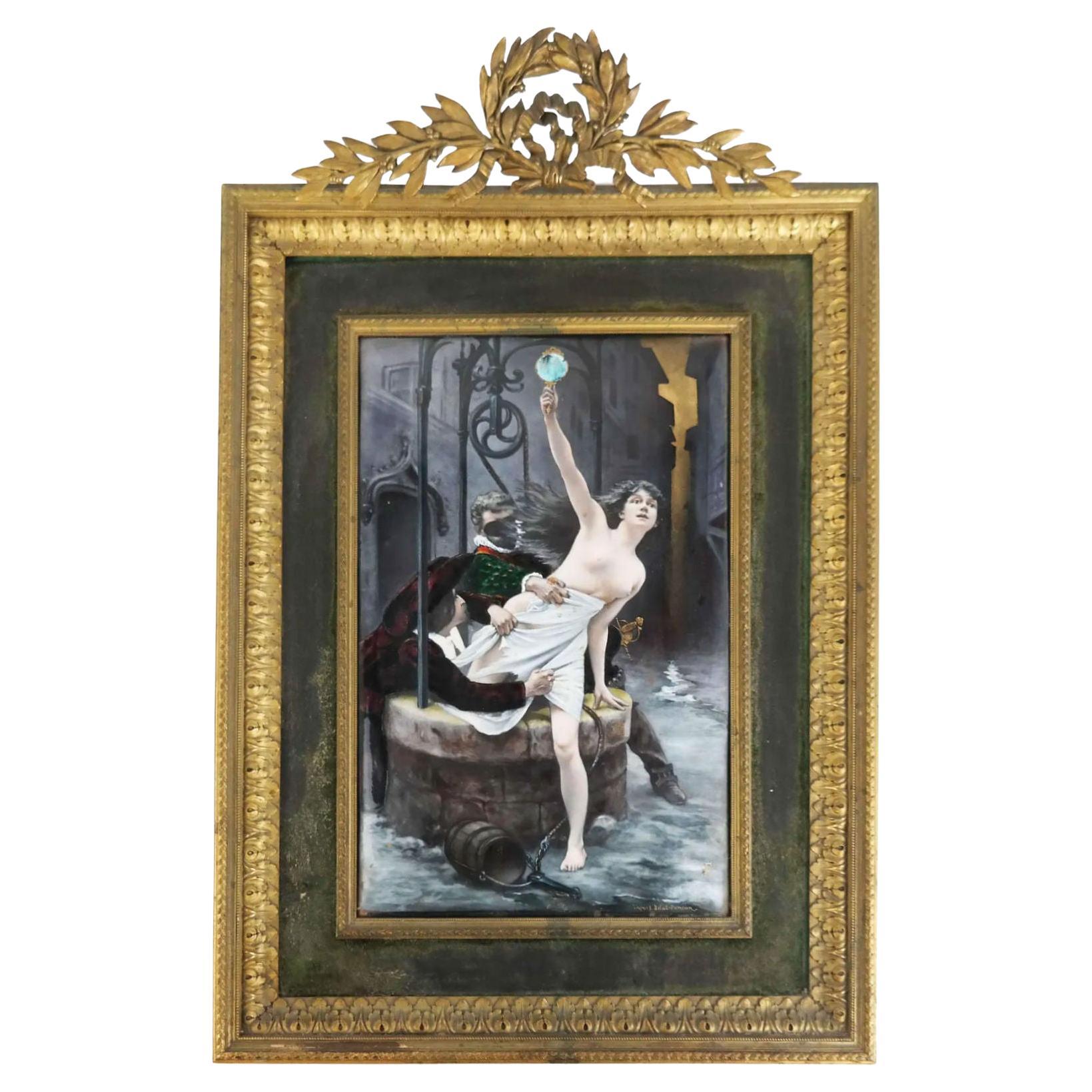 Edouard Debat-Ponsan Allegorical French Enamel Plaque For Sale