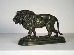 Lion marchant - Sculpture en bronze signée Edouard Delabrierre, 19e siècle