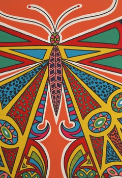 Butterfly, Art Deco Silkscreen by Edouard Dermit