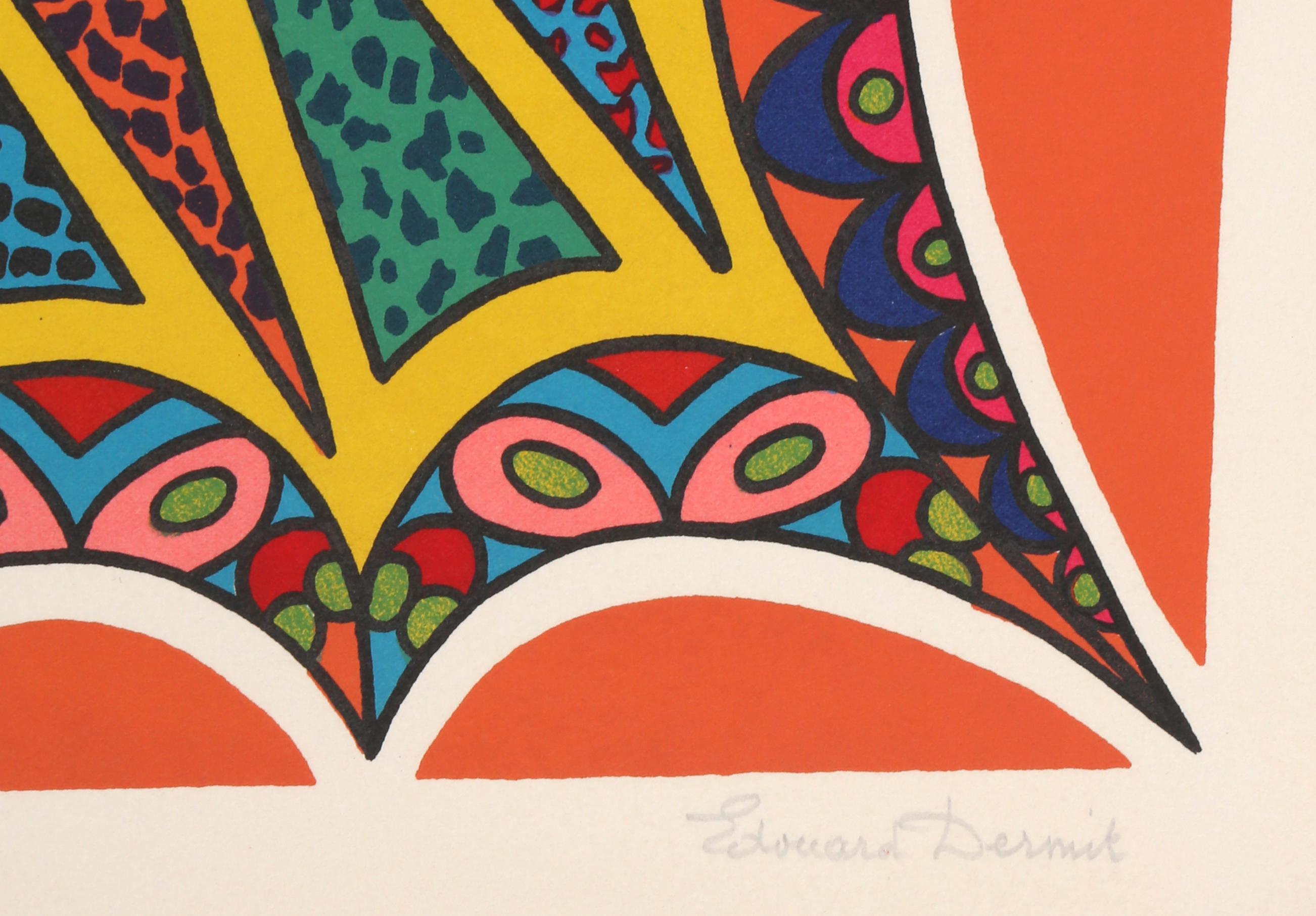 Mariposa, Art Decó Serigrafía de Edouard Dermit - Animal Print Naranja de Édouard Dermit