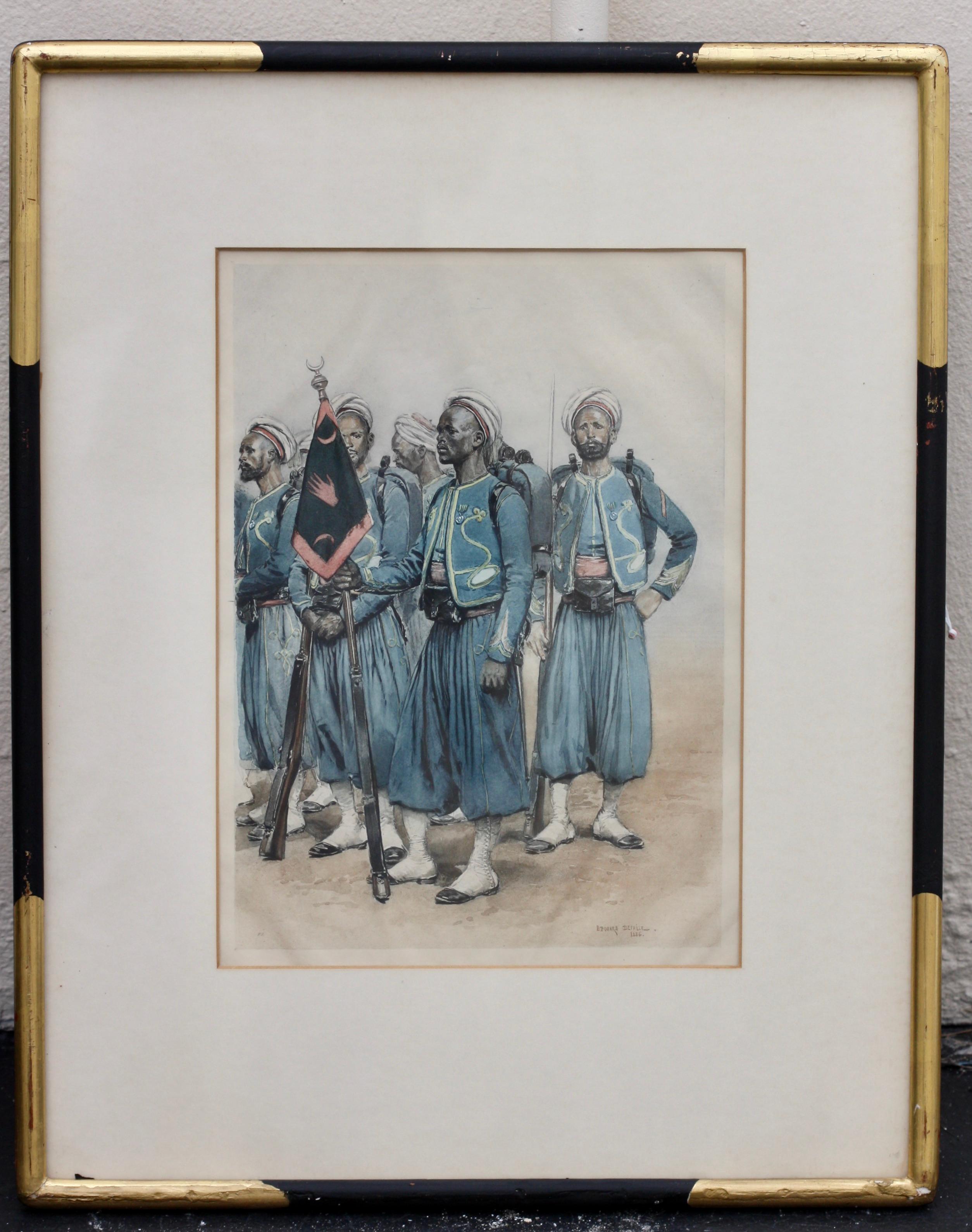 Edouard Detaille Set of Four, Hand Colored Lithograph For Sale 1