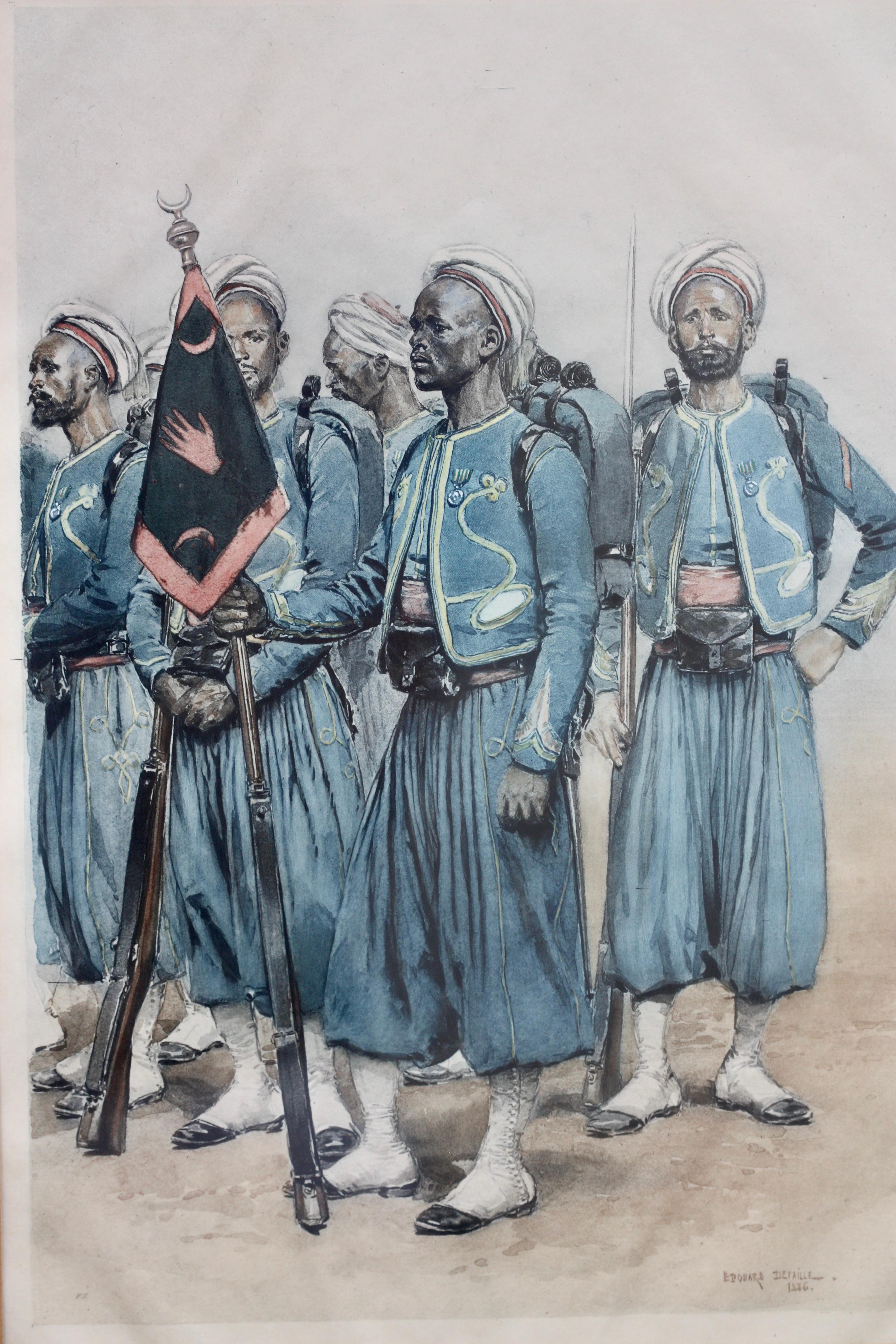 Edouard Detaille Set of Four, Hand Colored Lithograph For Sale 3