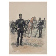 Edouard Detaille Conjunto de cuatro, Litografía coloreada a mano