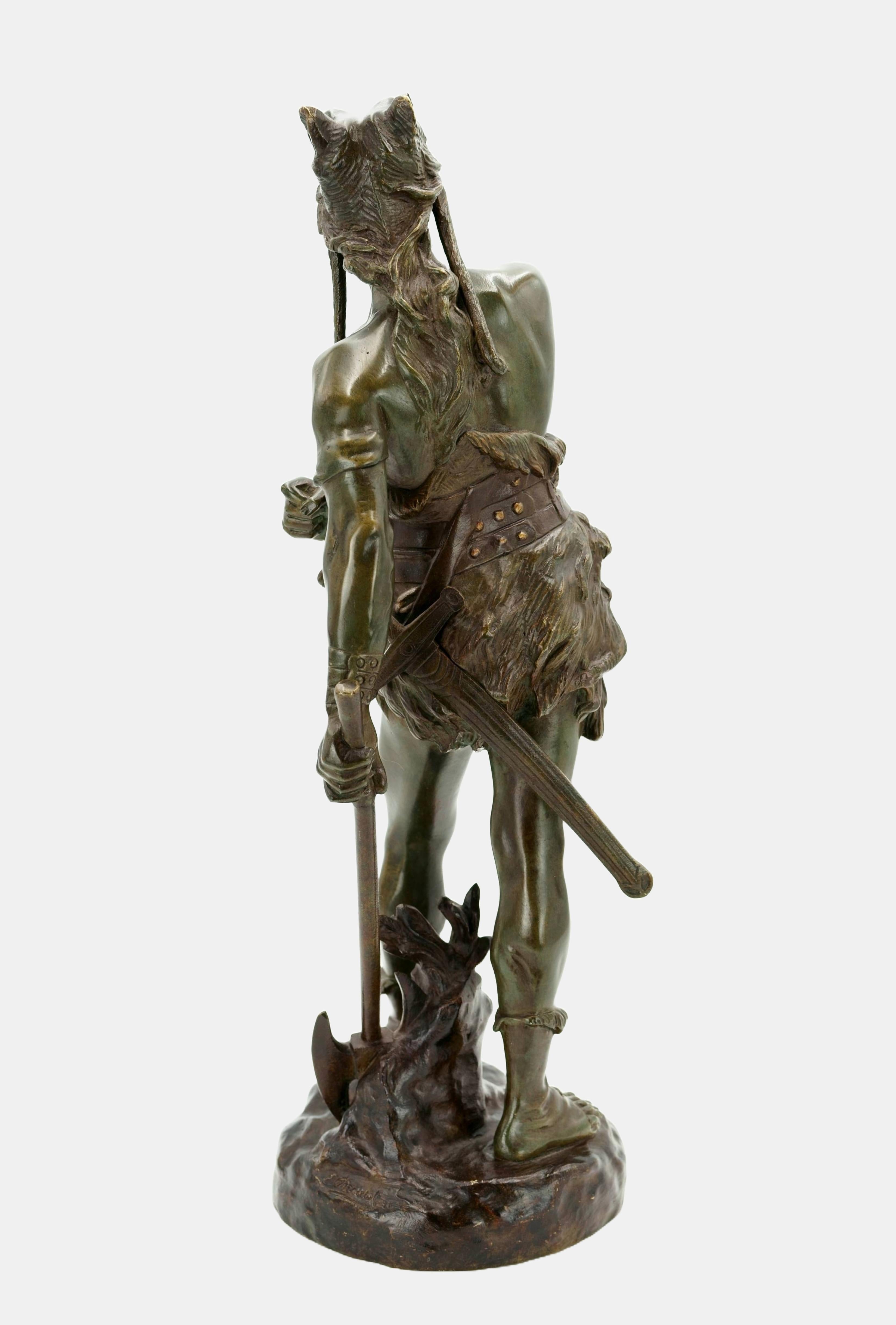The Gallic warlord Vercingetorix / - The will to freedom - - Realist Sculpture by Edouard Drouot 