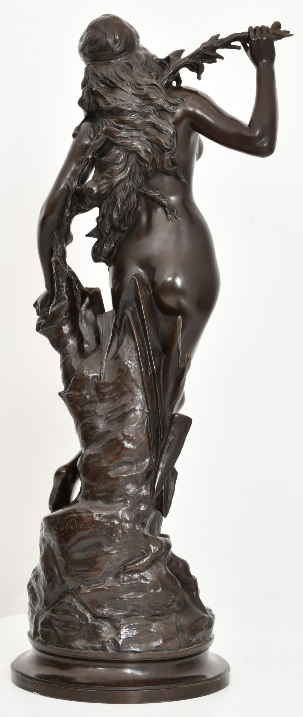 Patinated Edouard Drouot Bronze Female Figure