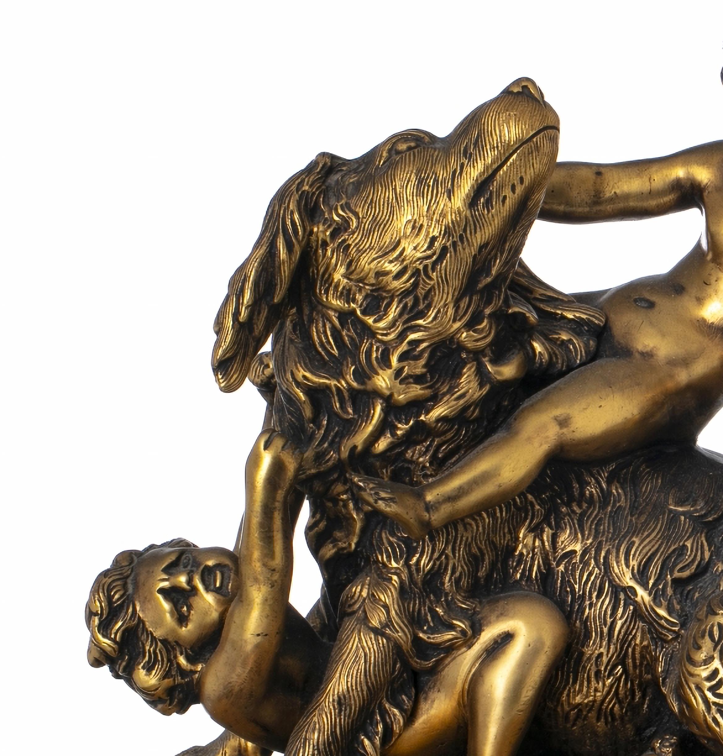 Moderne EDOUARD DROUOT (1859-1945)  Groupe sculptural en bronze doré signé en vente