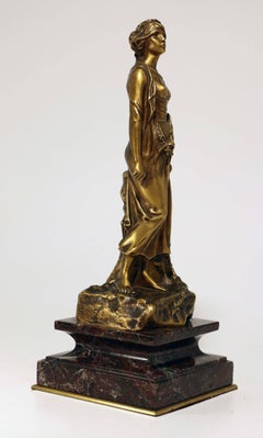 Edouard Drouot Study of a Young Woman, Gilt-Bronze