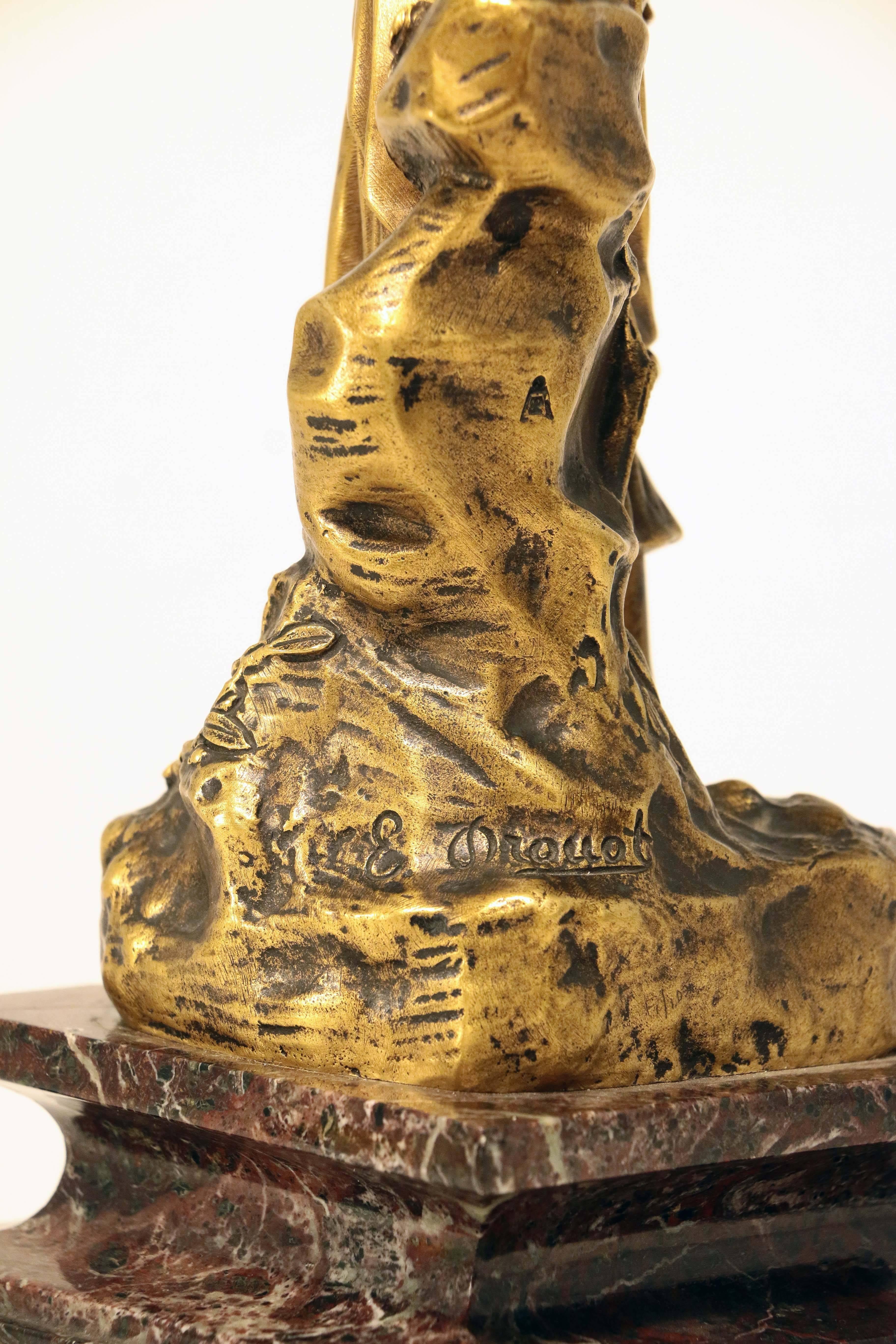 Edouard Drouot Studio di giovane donna, bronzo dorato in vendita 1